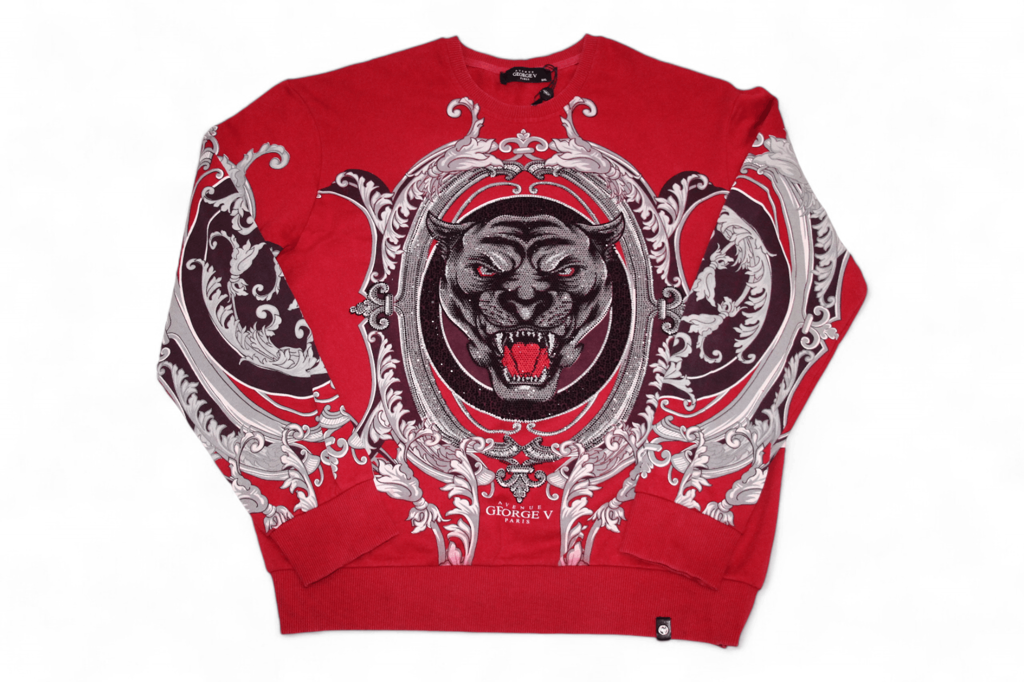 Christian Audigier Avenue George V Paris Panthere Baroque Rhinestones Crew L/S Size US XXL / EU 58 / 5 - 1 Thumbnail