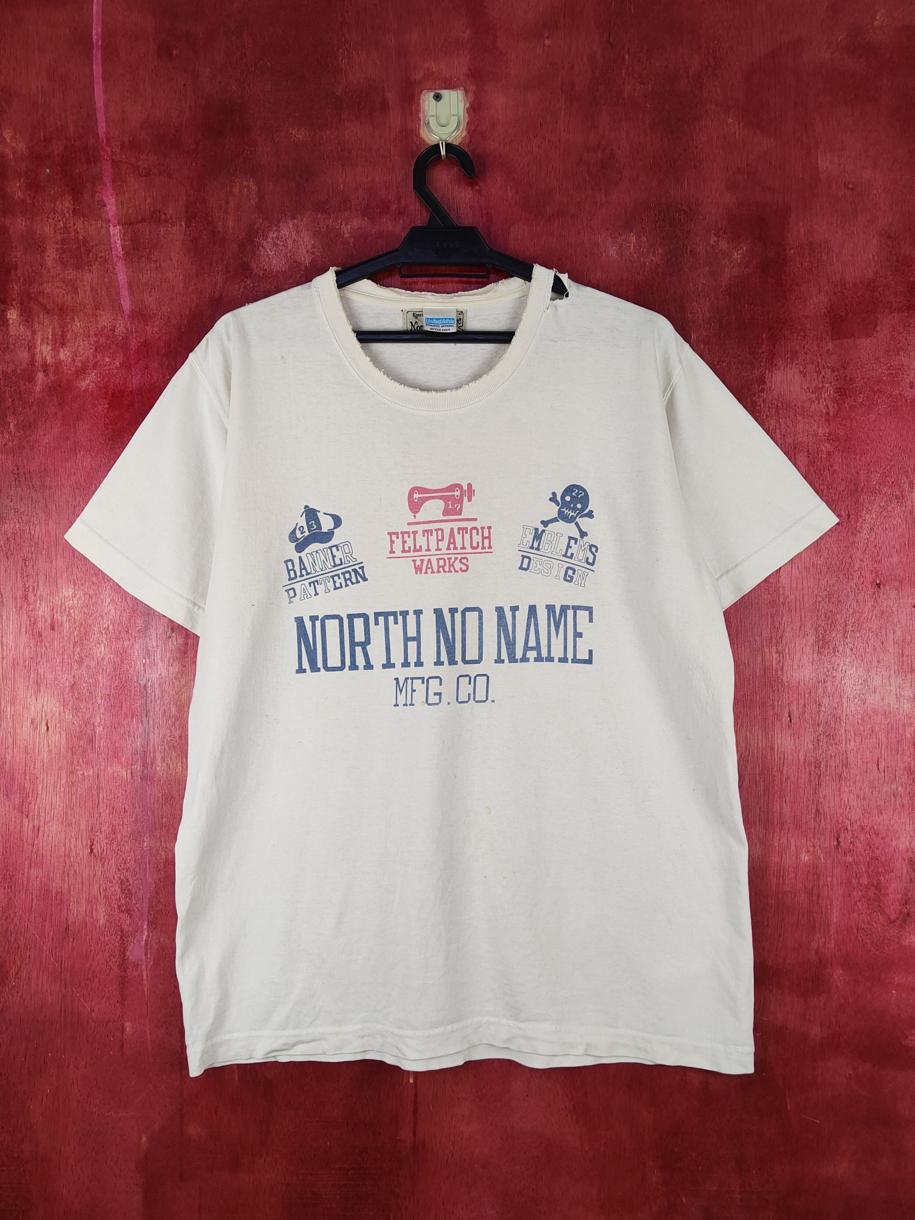 Japanese Brand North No Name White distressed ripped T-Shirts #S2046 Size US L / EU 52-54 / 3 - 1 Thumbnail