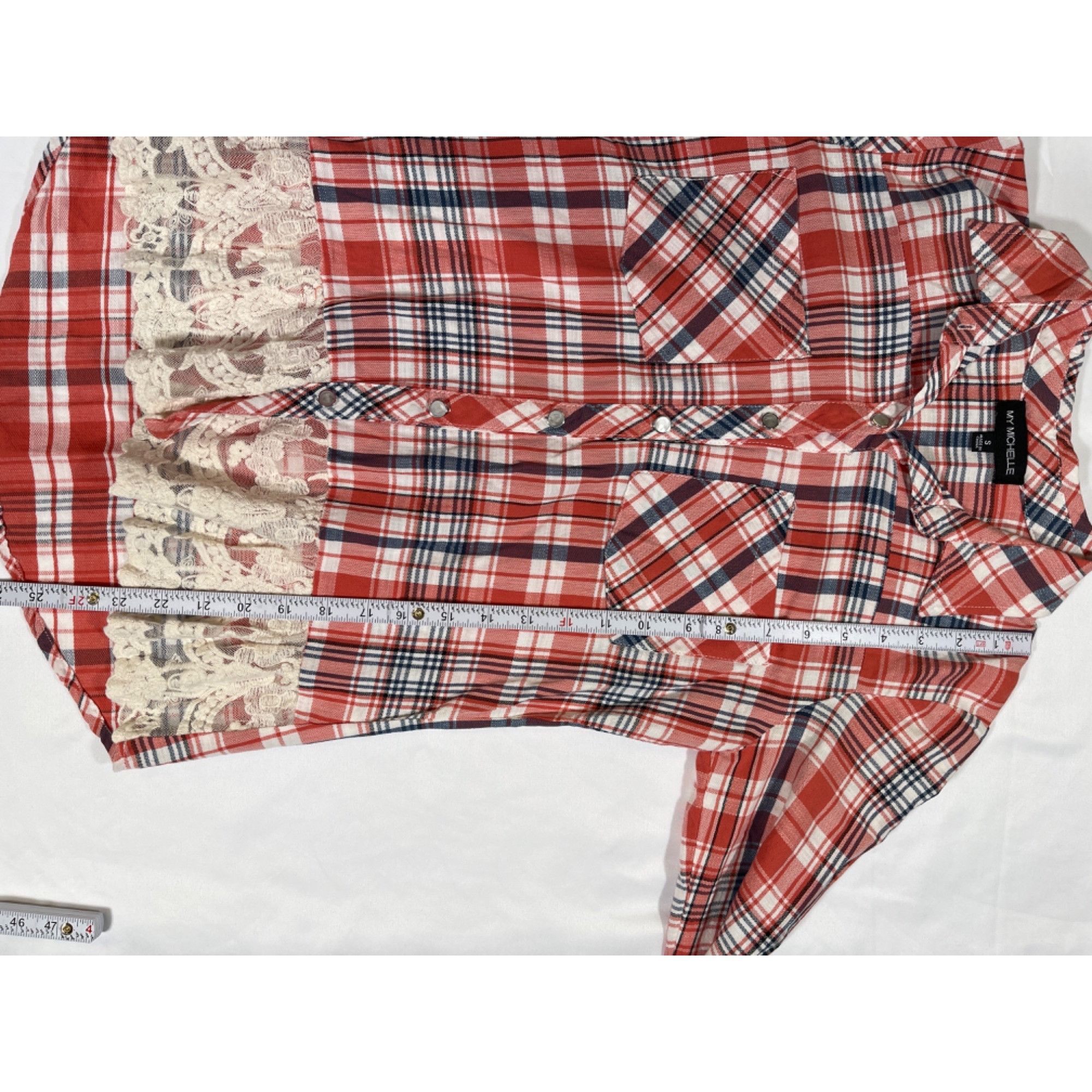 Other My Michelle SKU 7726 Womens Plaid Long Sleeve Button Up Shir Size S / US 4 / IT 40 - 5 Thumbnail