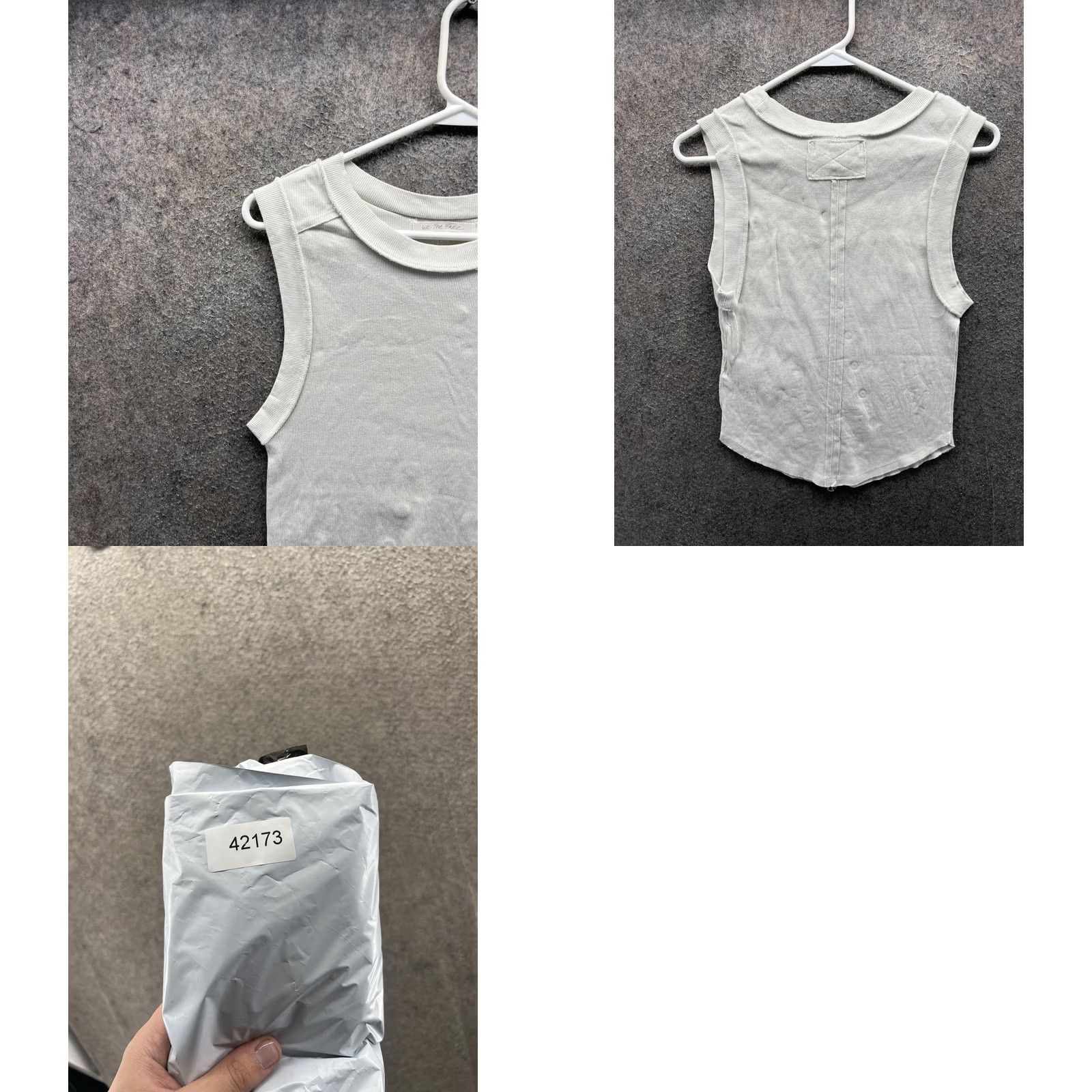 Free People Free People Tank Woman Large White Cropped Crew Neck Knit Jersey We The Free Shirt Sleeveless Casual Summer Womens Size L / US 10 / IT 46 - 8 Thumbnail