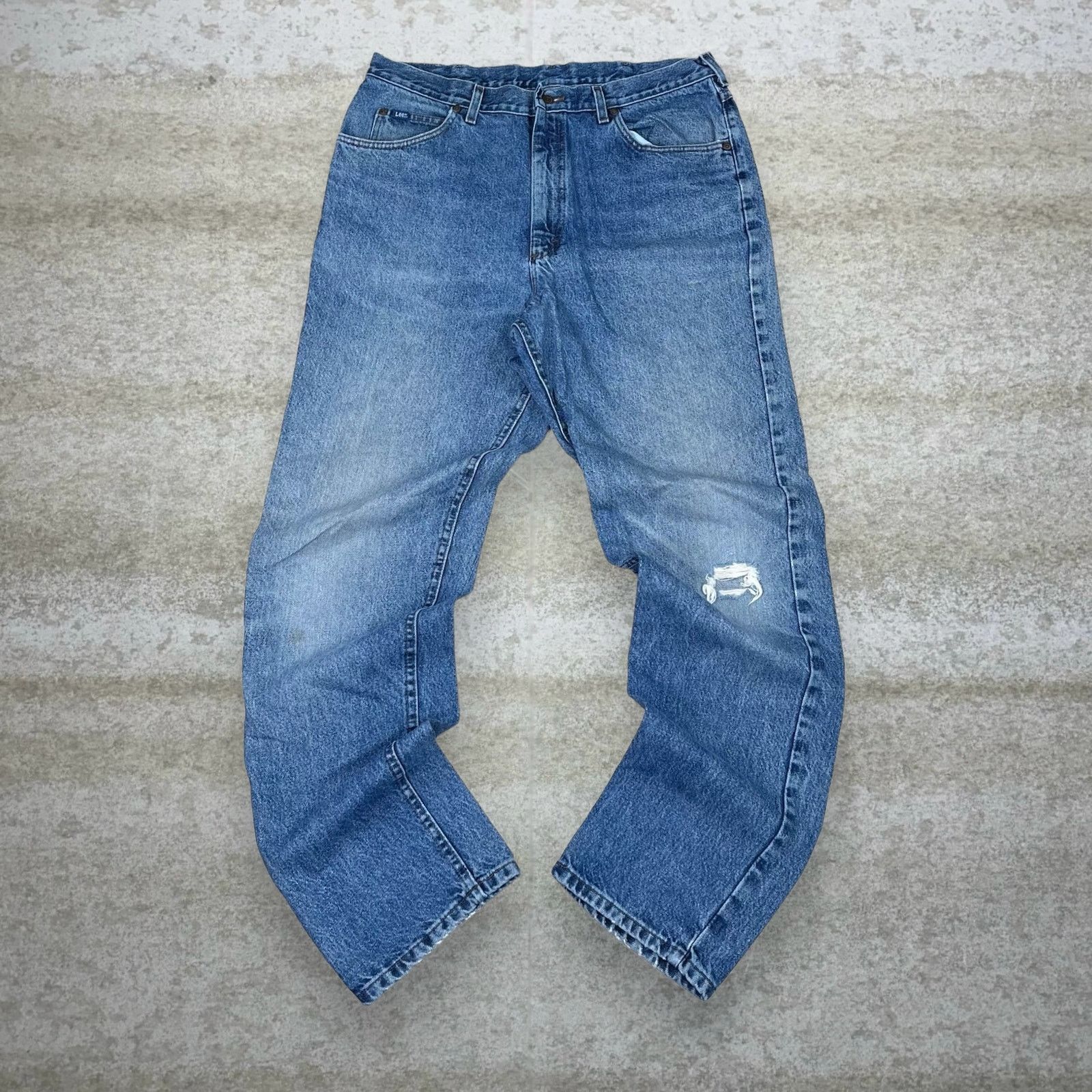 Lee Vintage 90s Lee MR Jeans 36x34 Baggy Wide Leg Medium Wash Size US 36 / EU 52 - 2 Thumbnail