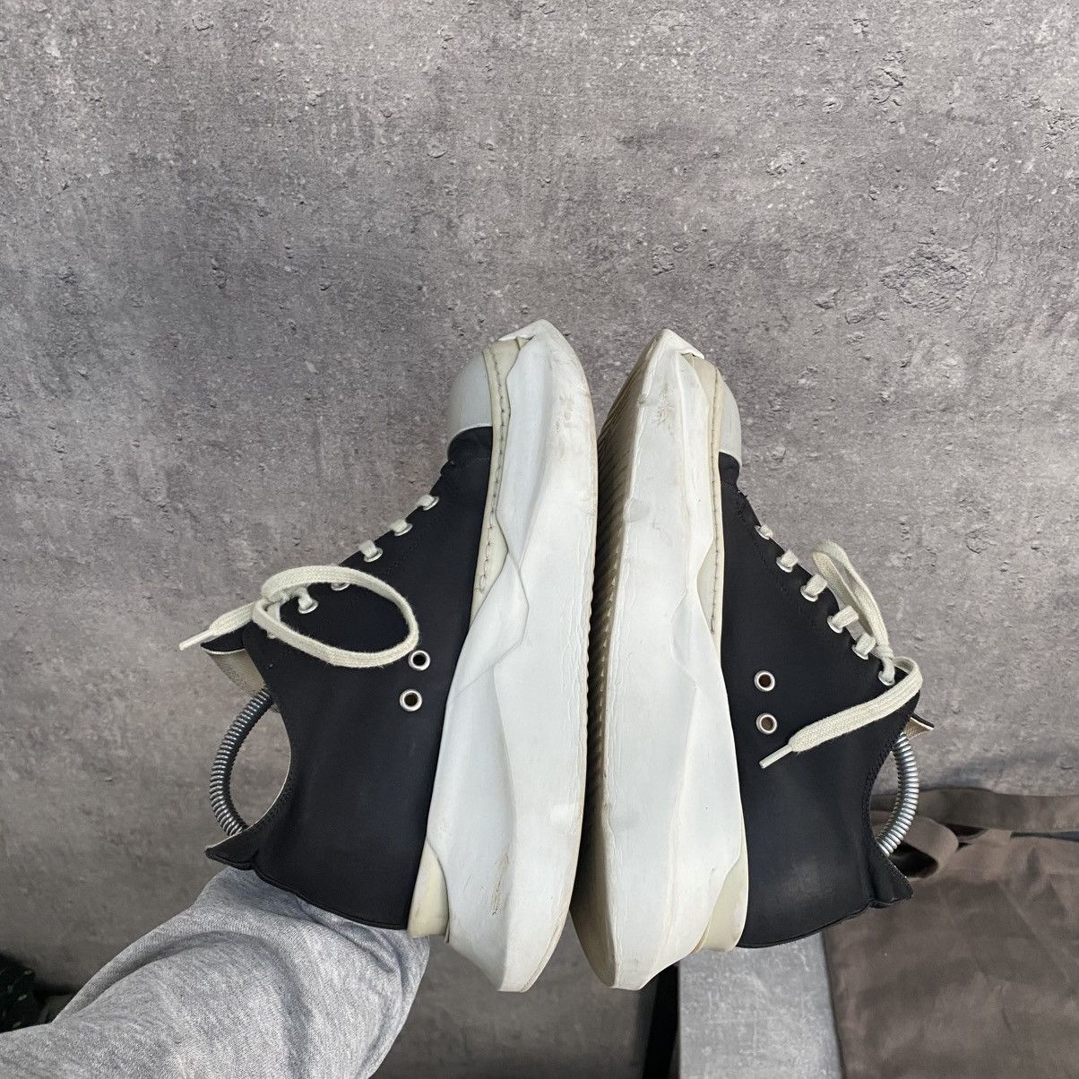 Rick Owens Drkshdw Rick Owens Drkshdw Abstract Low Top Black Milk Sneakers Size US 7 / EU 40 - 8 Thumbnail