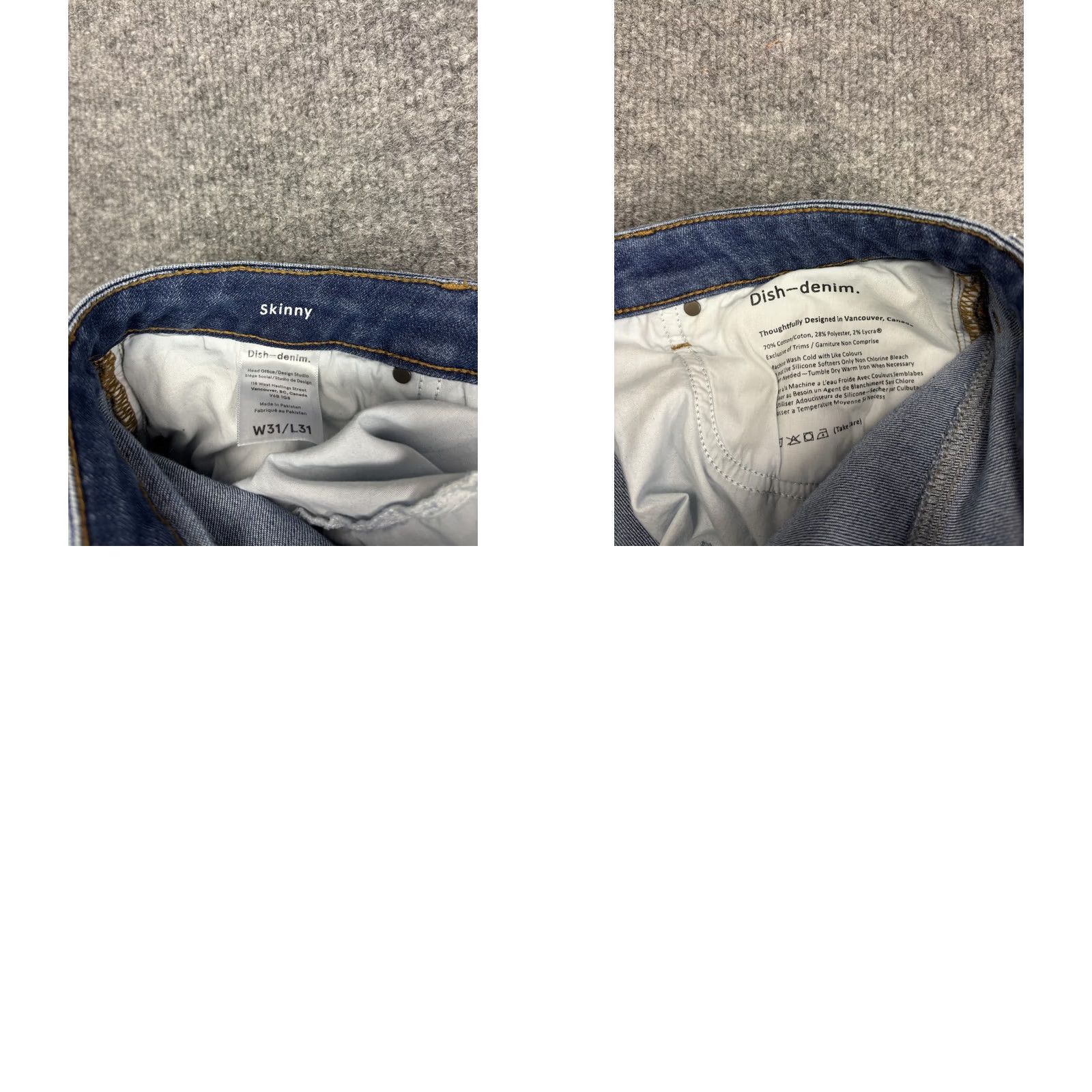 Denime Dish-denim Jeans Mens 31x31 Medium Wash Blue Skinny Stretch Slim Fit Denim Pants Size US 31 - 8 Thumbnail