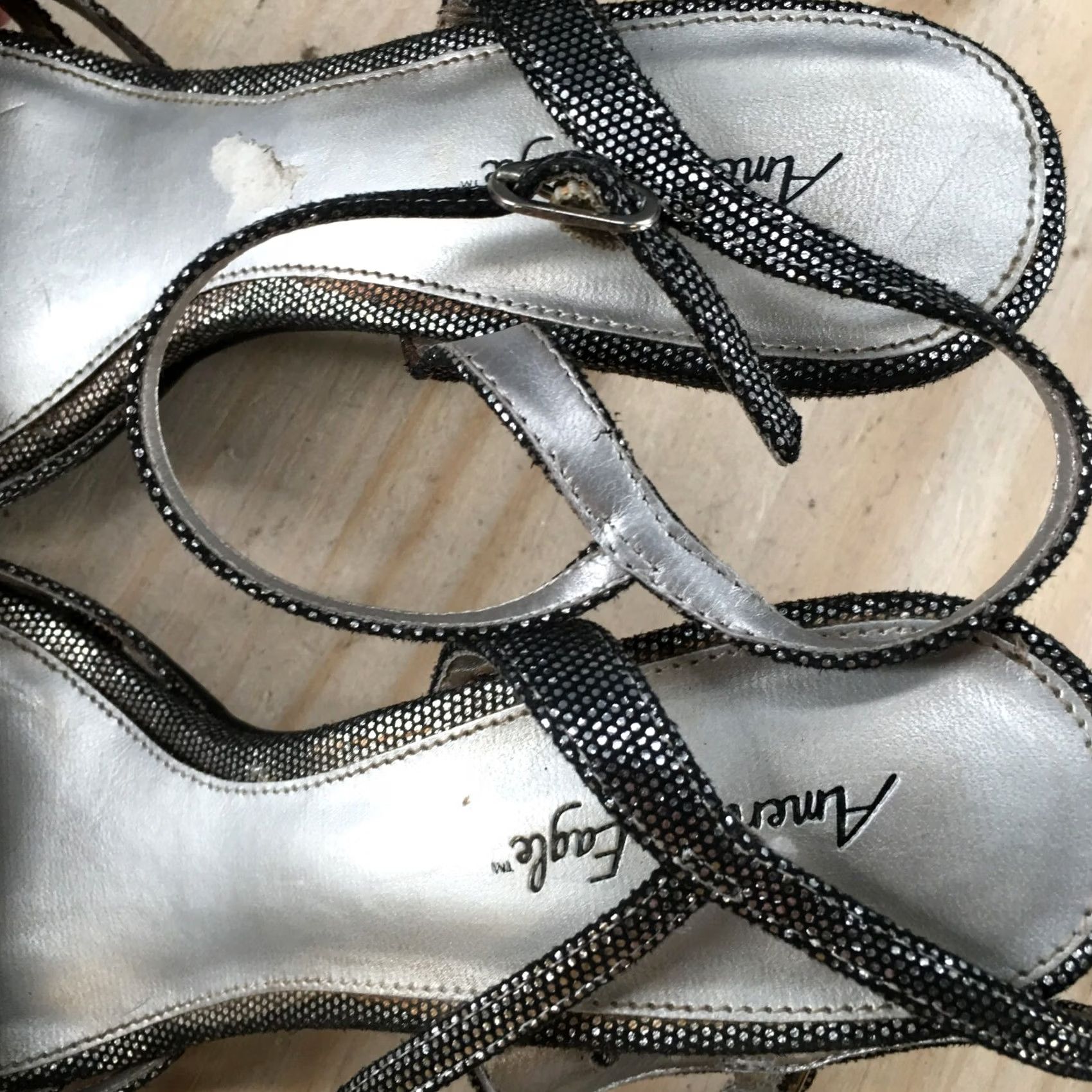American Eagle Outfitters American Eagle Outfitters Sandals Womens 10 Ankle Straps Gray Fabric Heels Buckle Sparkle Size US 10 / IT 40 - 5 Thumbnail