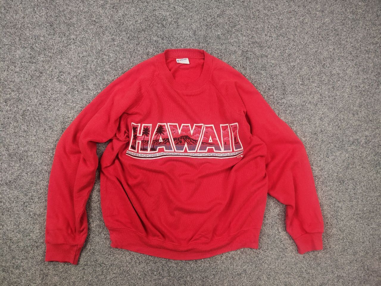 Vintage Vintage 1980s Hawaii Red logo crewneck Sweatshirt USA Made Size US L / EU 52-54 / 3 - 8 Thumbnail