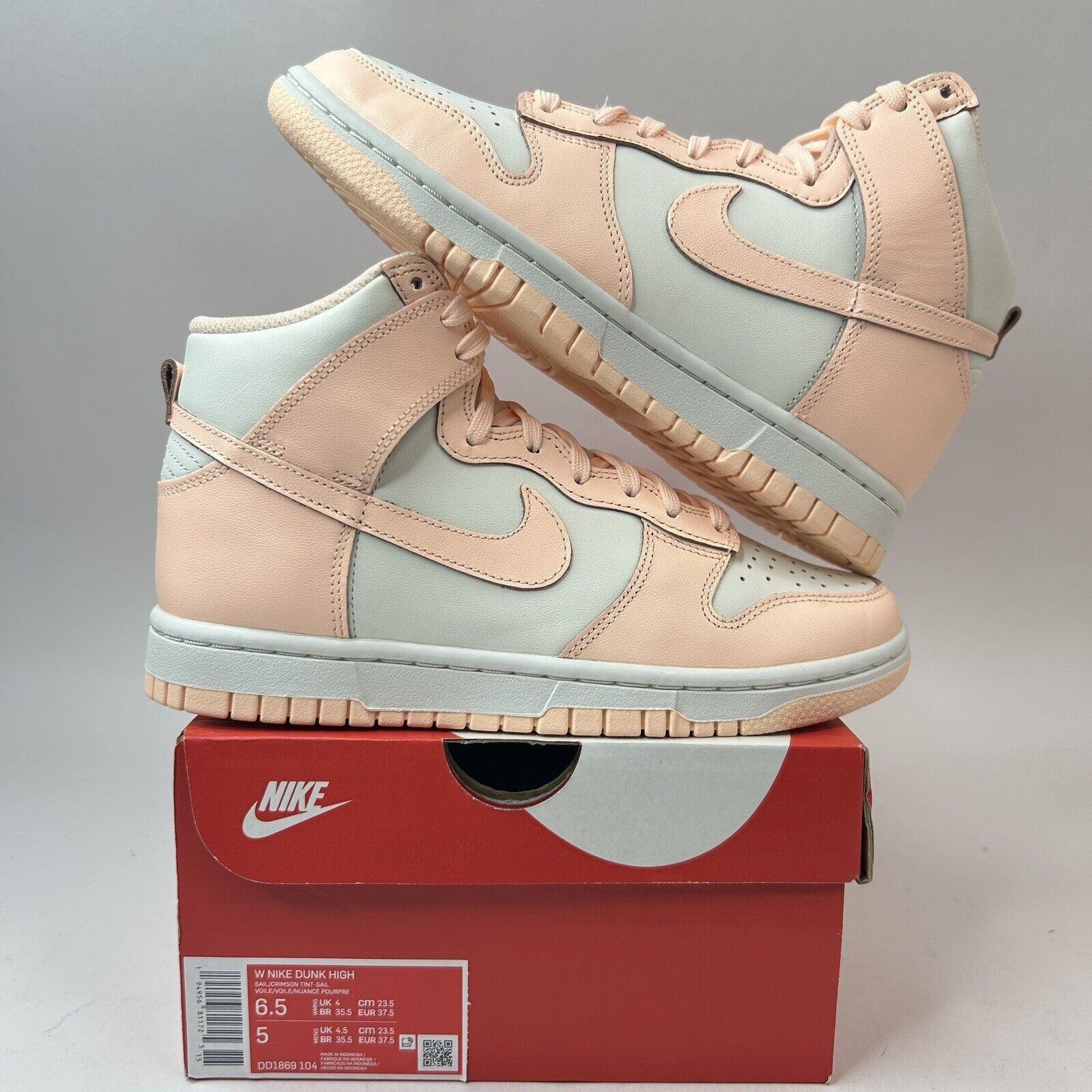 Nike Nike Dunk High WMNS “Sail Crimson Tint” 2023 Size US 6.5 / IT 36.5 - 1 Thumbnail