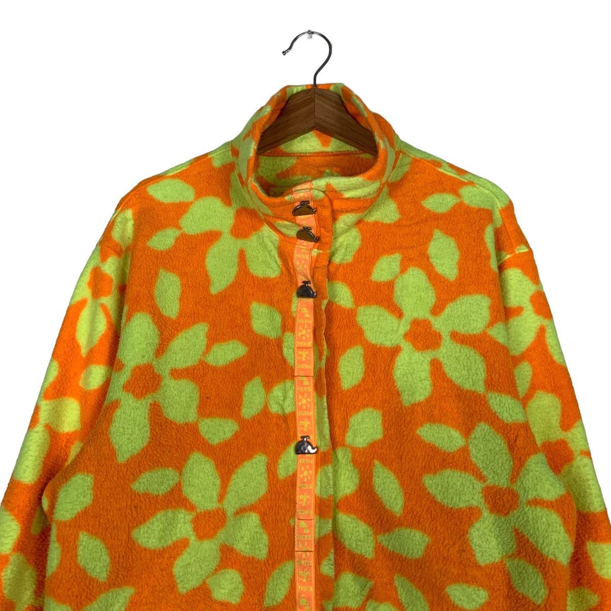 Phenix PHENIX Fullprint Orange Fleece Snap Button Jacket #0078-C5 Size M / US 6-8 / IT 42-44 - 3 Thumbnail