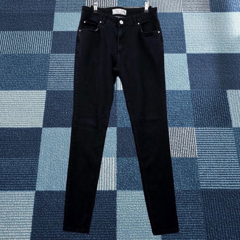 Denime Focus Jeans Womens Size 34 Mid Rise Skinny Leg Dark Wash Black Denim Jeans Size 24" / US 00 / IT 34 - 1 Thumbnail