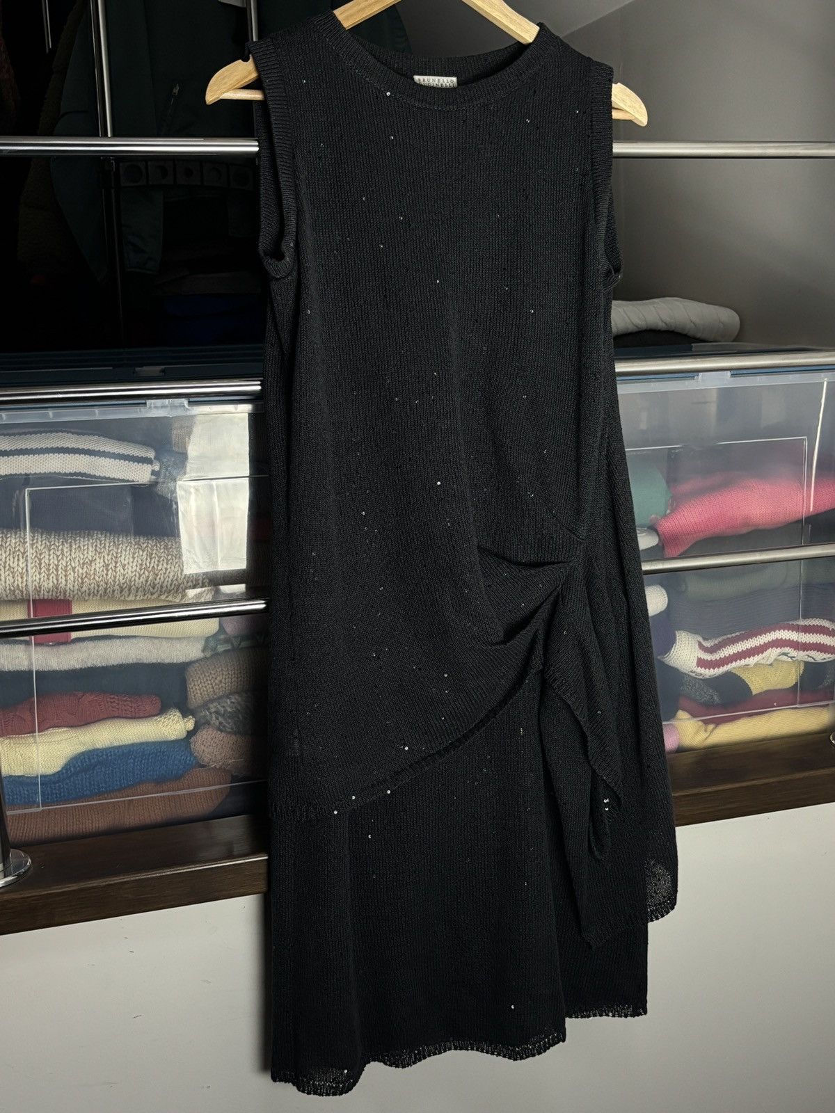 Brunello Cucinelli Brunello Cucinelli Linen & Silk Midi Sequin Luxury Dress Size M / US 6-8 / IT 42-44 - 2 Thumbnail