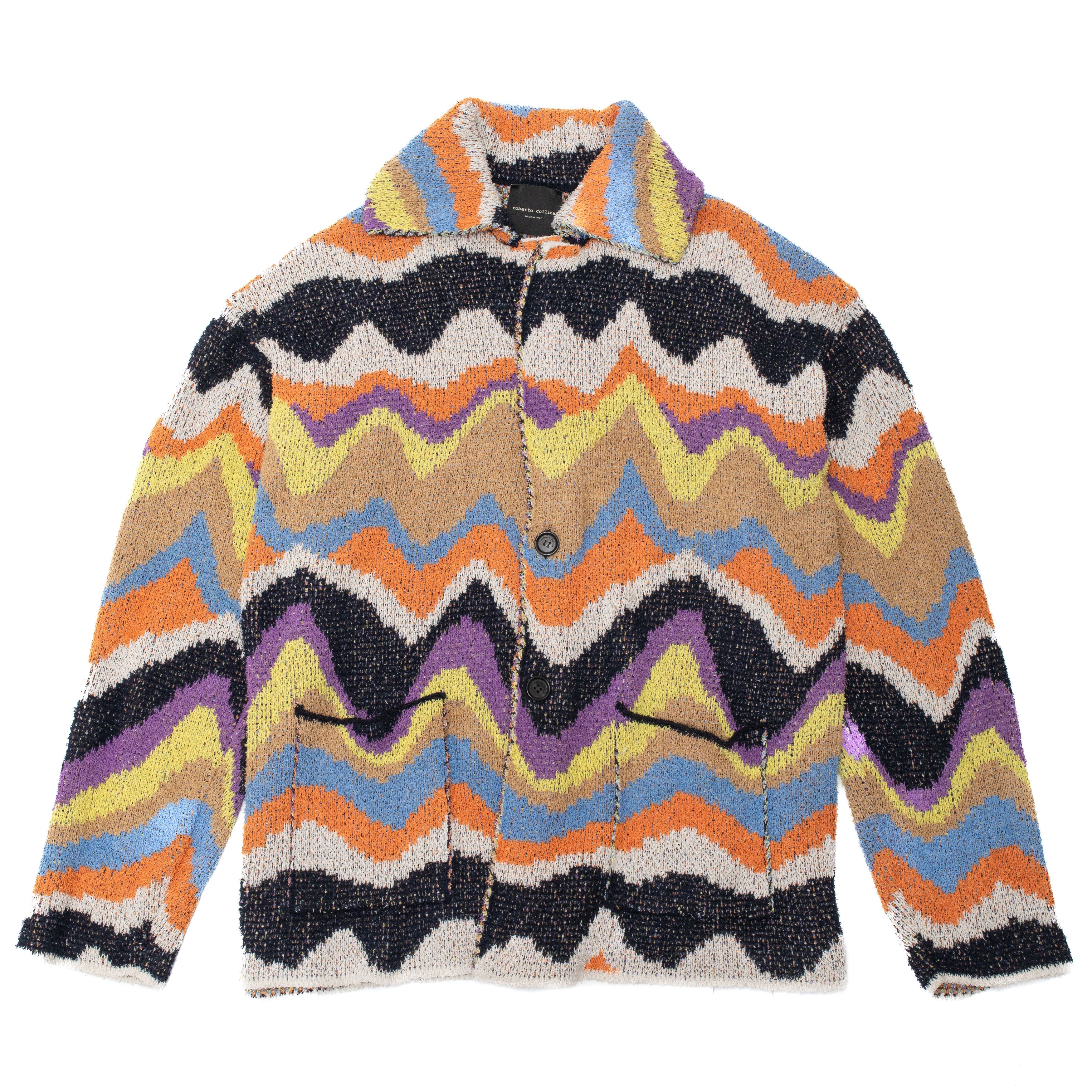 Roberto Collina ROBERTO COLLINA Knitted Multicolor Blazer Jacket Size US L / EU 52-54 / 3 - 1 Thumbnail
