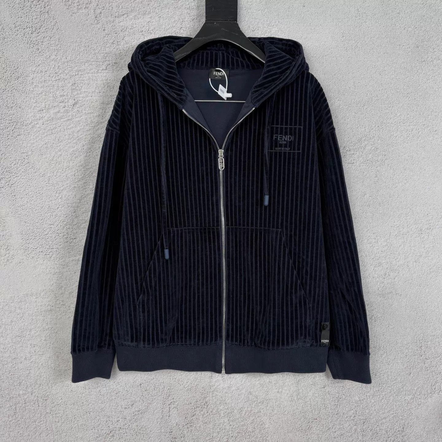 Fendi Fendi navy black corduroy zip hoodie XS new Size US XS / EU 42 / 0 - 1 Thumbnail