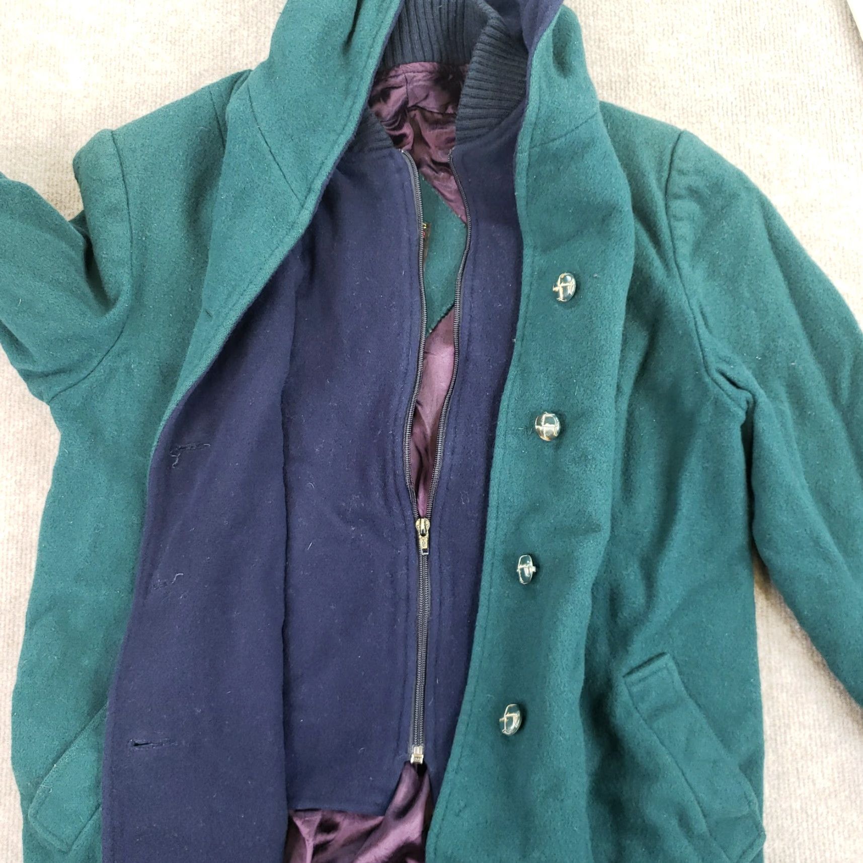 Mackintosh Mackintosh Womens Large Green Wool Coat Hooded Buttons Pockets Size L / US 10 / IT 46 - 6 Thumbnail