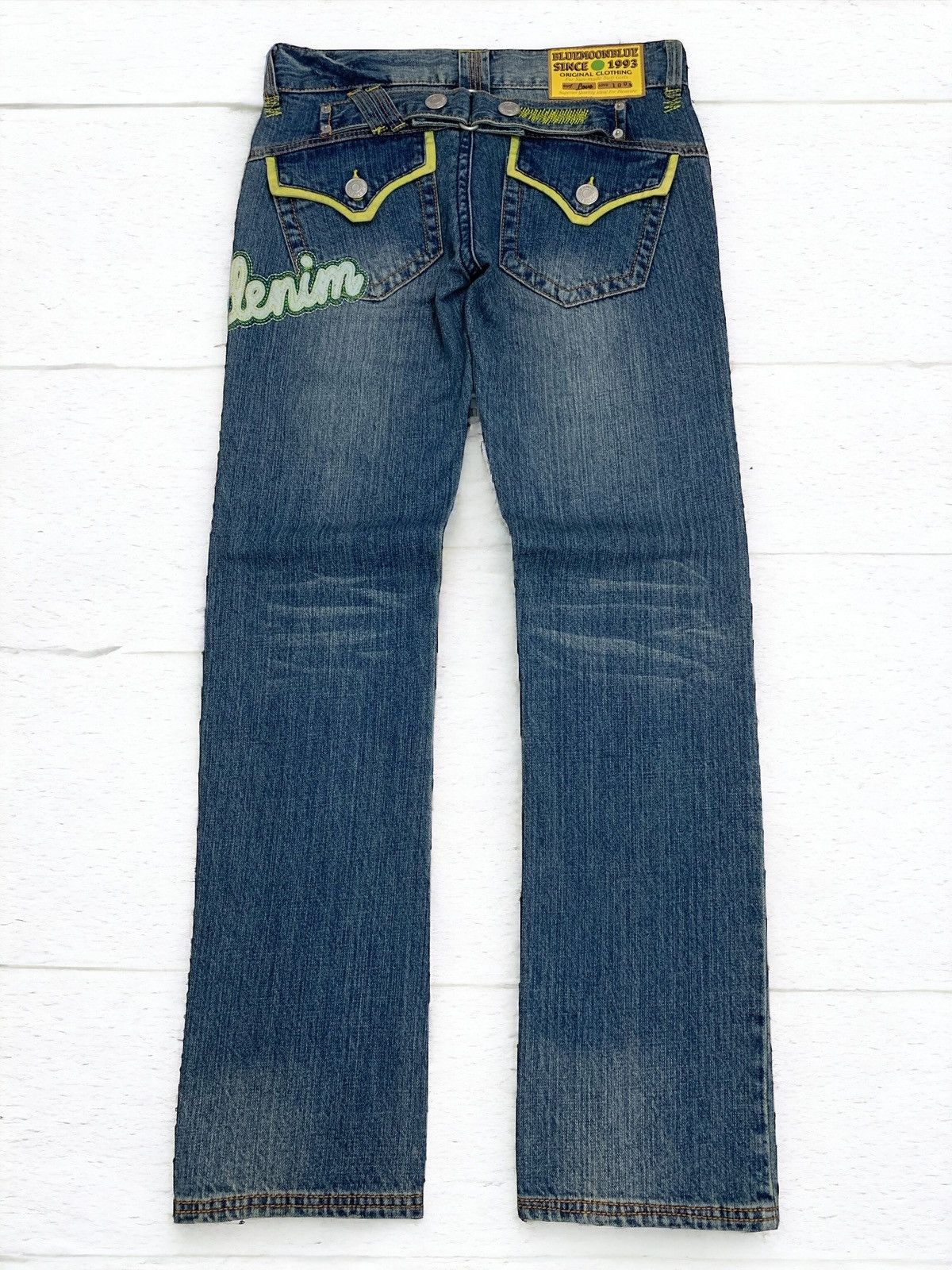 Blue Blue Japan × Japanese Brand Blue Moon Blue Japan Heavy Stiching Buckle Back Surf Style Size US 29 - 1 Thumbnail