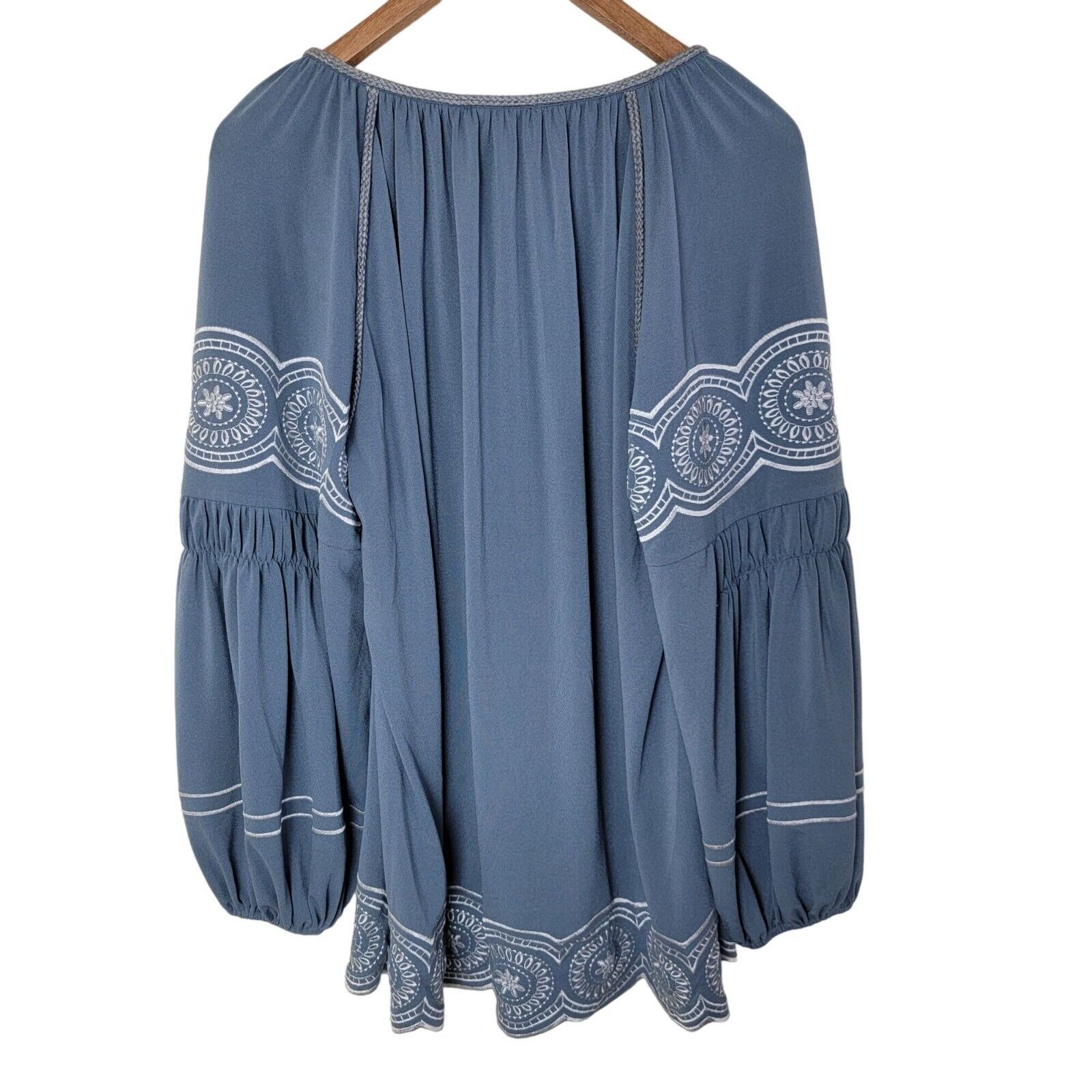 Adrianna Papell Adrianna Papell Embroidered Peasant Blouse Balloon Sleeve Size M / US 6-8 / IT 42-44 - 2 Thumbnail