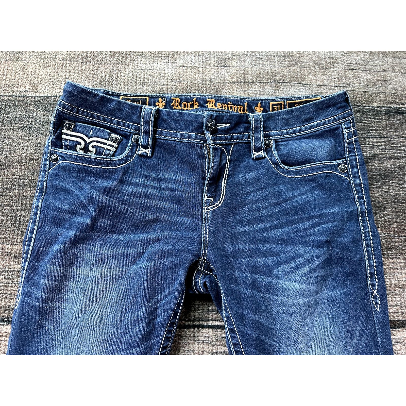Rock Revival Rock Revival Jeans Womens 31x31 Blue Low Rise Pearl Skinny Size 31" - 4 Thumbnail