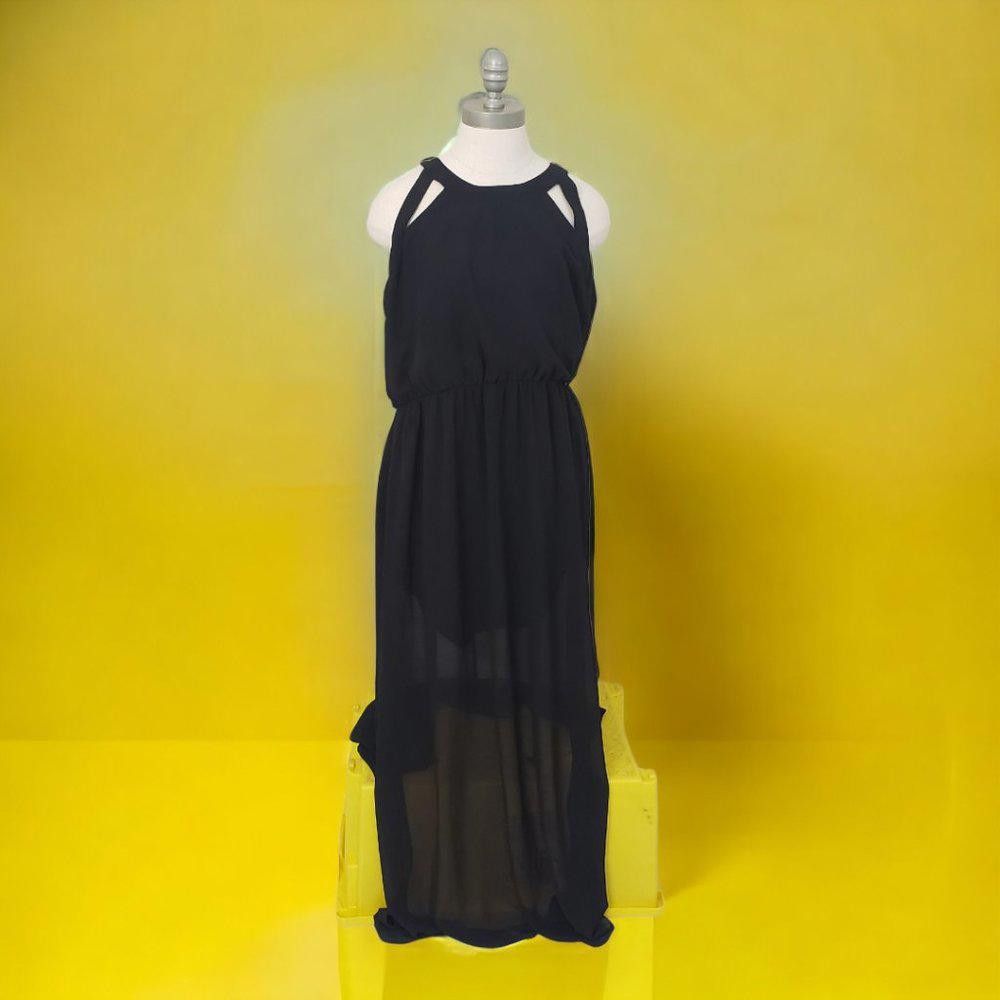 Designer CT417 Xhilaration Long Black Sleeveless Evening Gown L Size L / US 10 / IT 46 - 2 Thumbnail