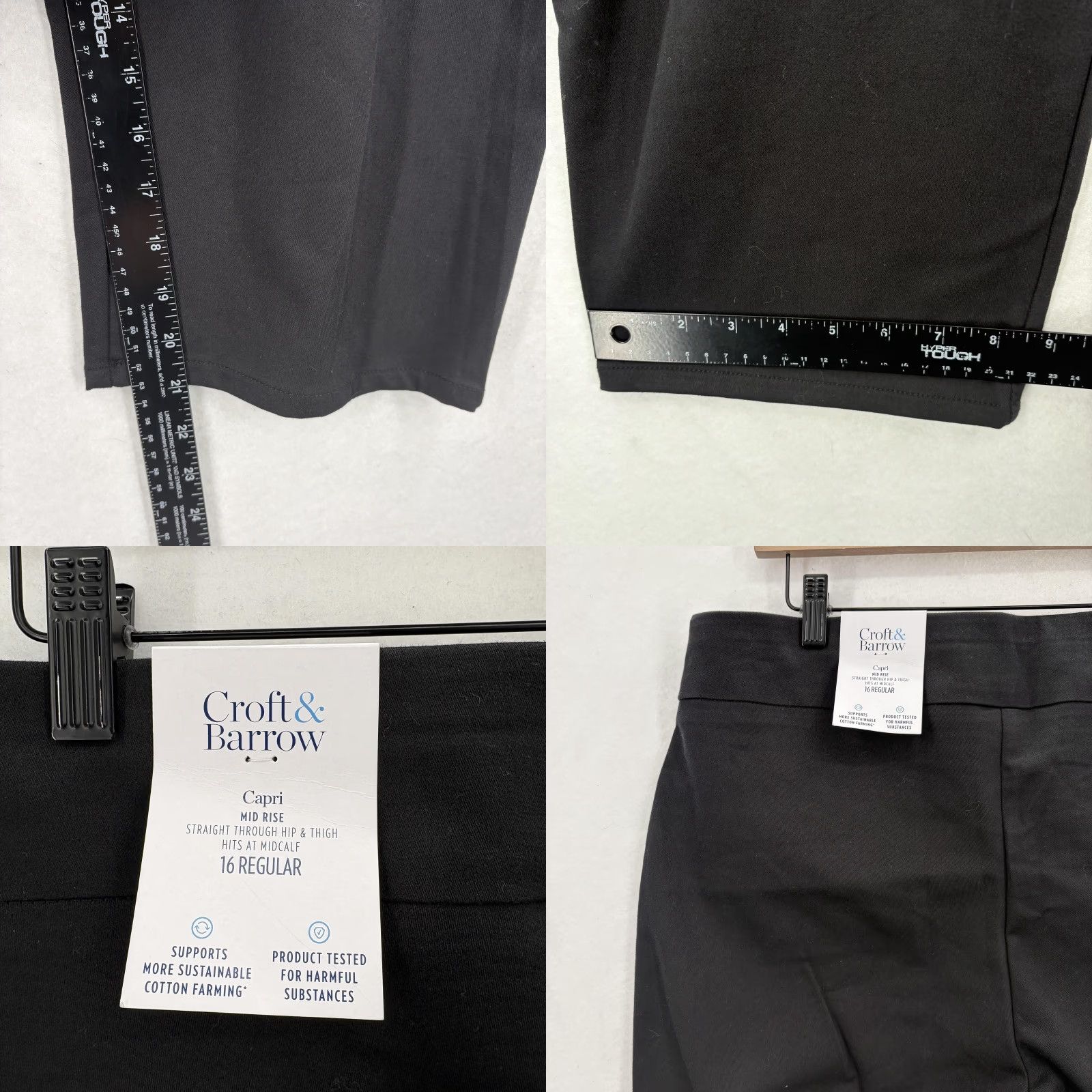 Croft & Barrow Croft & Barrow Capri Pants Womens 16 Black Effortless Stretch Mid Rise Casual Size 38" / US 16 / IT 52 - 9 Thumbnail