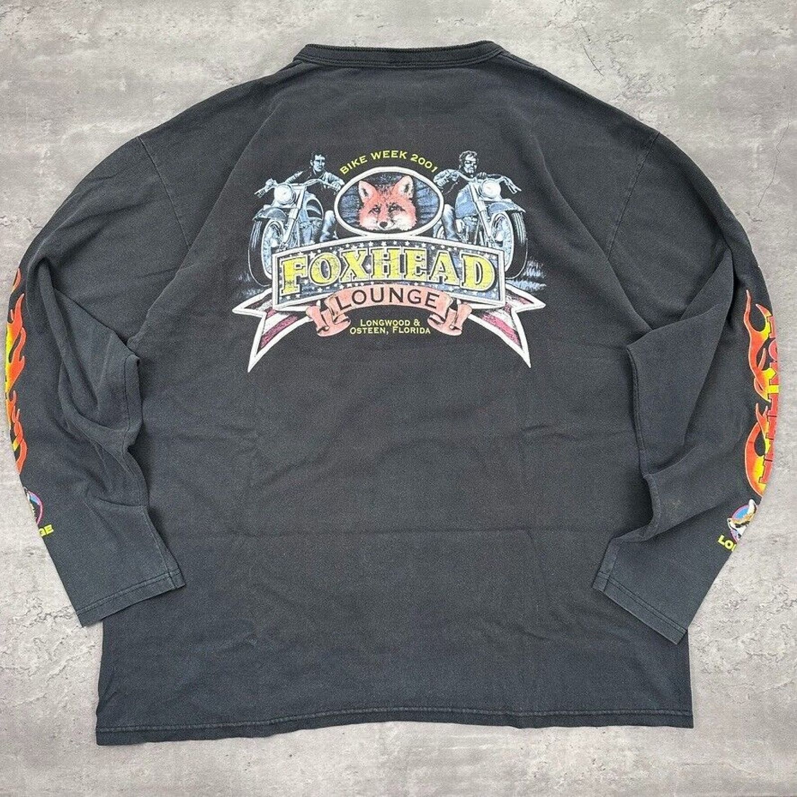 Vintage Vintage Fox Head Bike Week Flame Long Sleeve Henley Shirt Size US XL / EU 56 / 4 - 5 Thumbnail