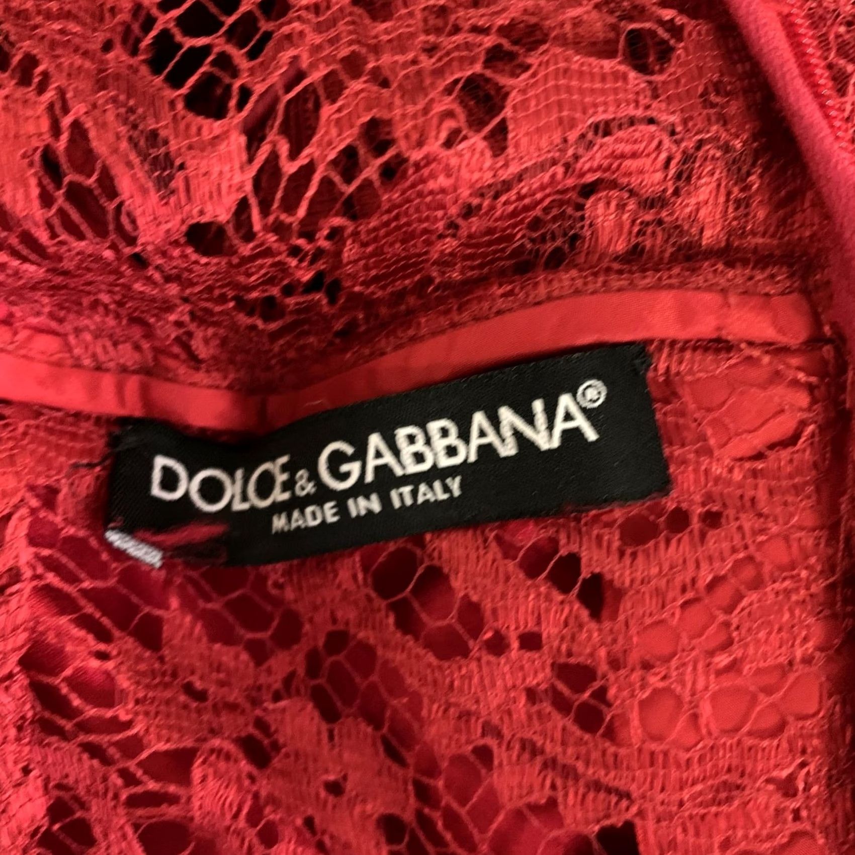 Dolce & Gabbana DOLCE & GABBANA Size M Red Satin Lace Long Gown - Women Maxi Dress, Lace, Italy, 3. Excellent Pre-Owned Condition Size M / US 6-8 / IT 42-44 - 6 Thumbnail