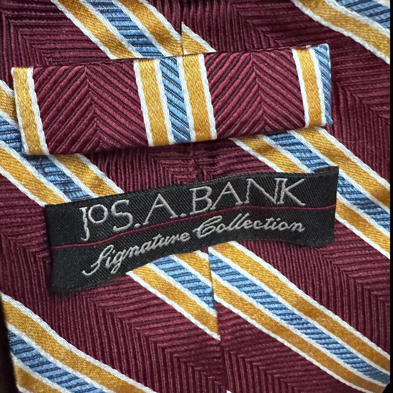 Jos. A. Bank Jos. A. Bank Maroon Gold & Blue Striped Silk Tie Necktie Size ONE SIZE - 3 Thumbnail