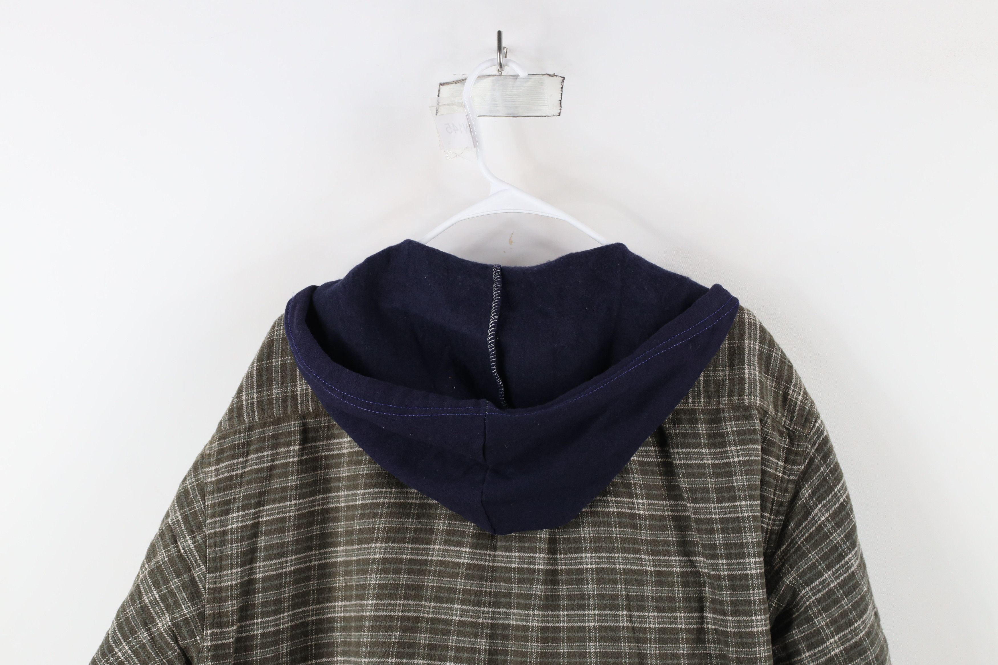 Vintage Deadstock Vintage 90s Streetwear Hooded Flannel Shirt Jacket Size US XXL / EU 58 / 5 - 11 Thumbnail