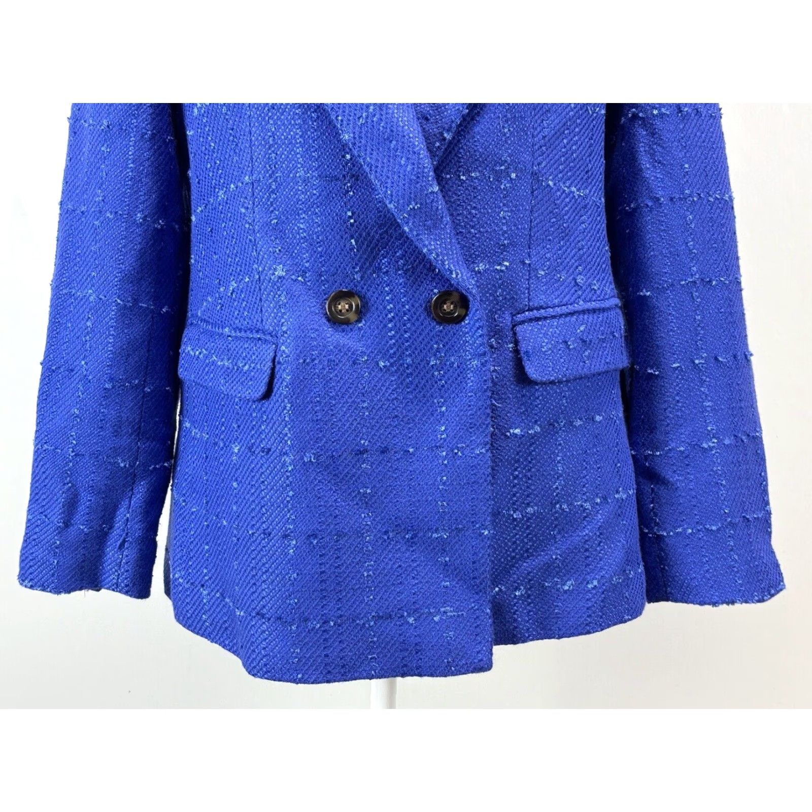 Ann Taylor VINTAGE Ann Taylor Blazer Jacket Women Petite Size 8P Long Sleeve Blue Tweed Business Fall Winter Spring Size M / US 6-8 / IT 42-44 - 6 Thumbnail