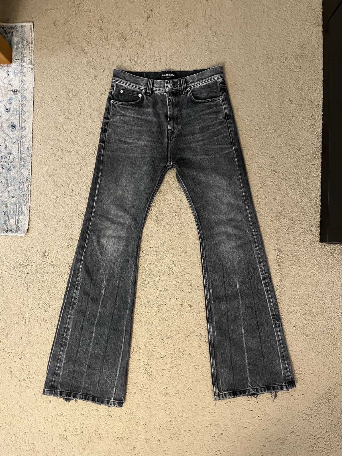 Image of Balenciaga Lost Tape Flare Denim Size Xs in Grey, Men's