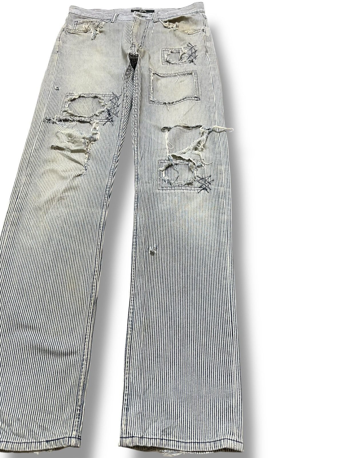 Beams Japan Vintage Beams Hickory Stripe Distressed Denim Size US 30 / EU 46 - 4 Thumbnail