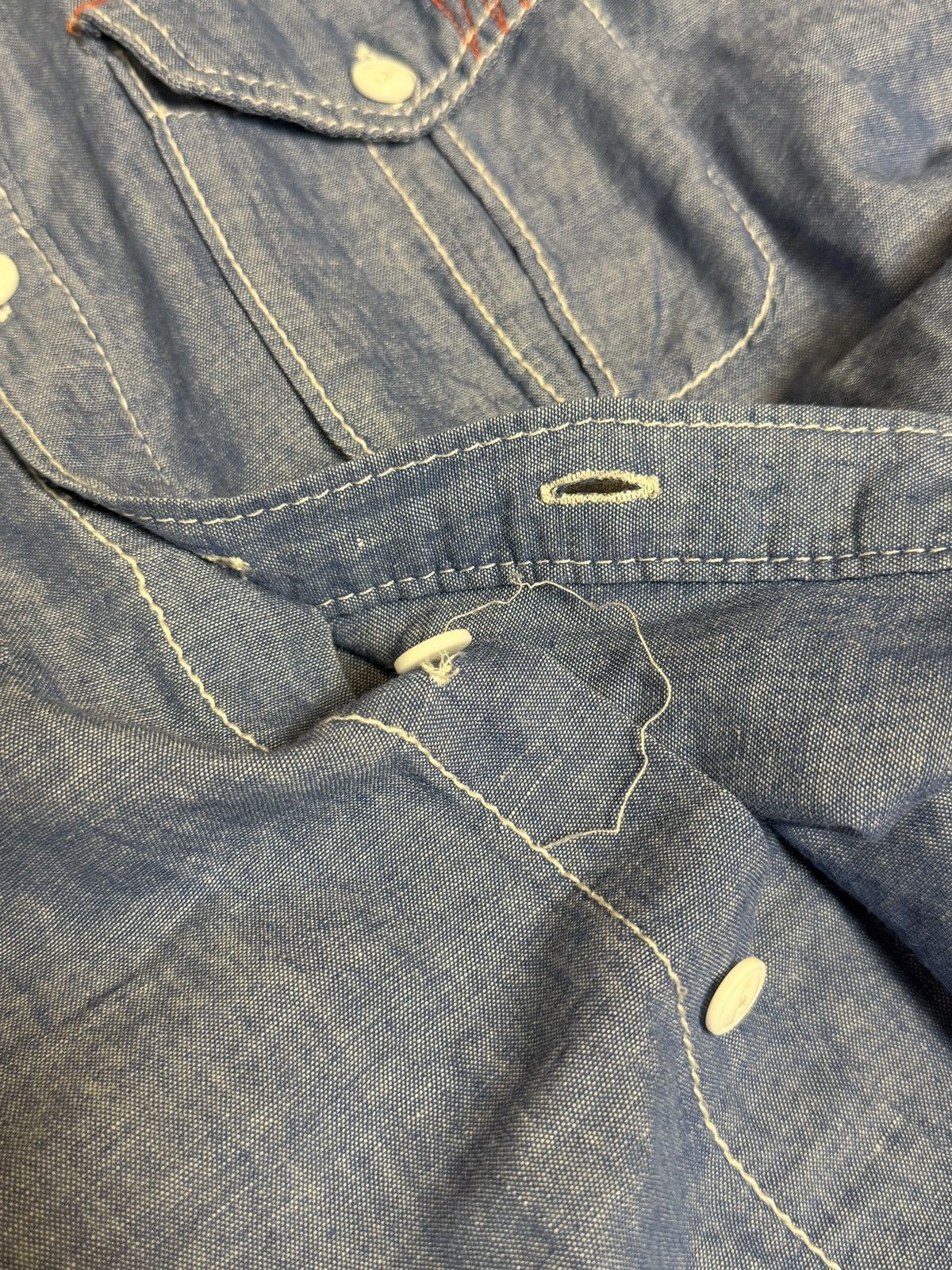 GRN [GRN] Stitched Detail Chambray Work Shirt Size US L / EU 52-54 / 3 - 10 Thumbnail