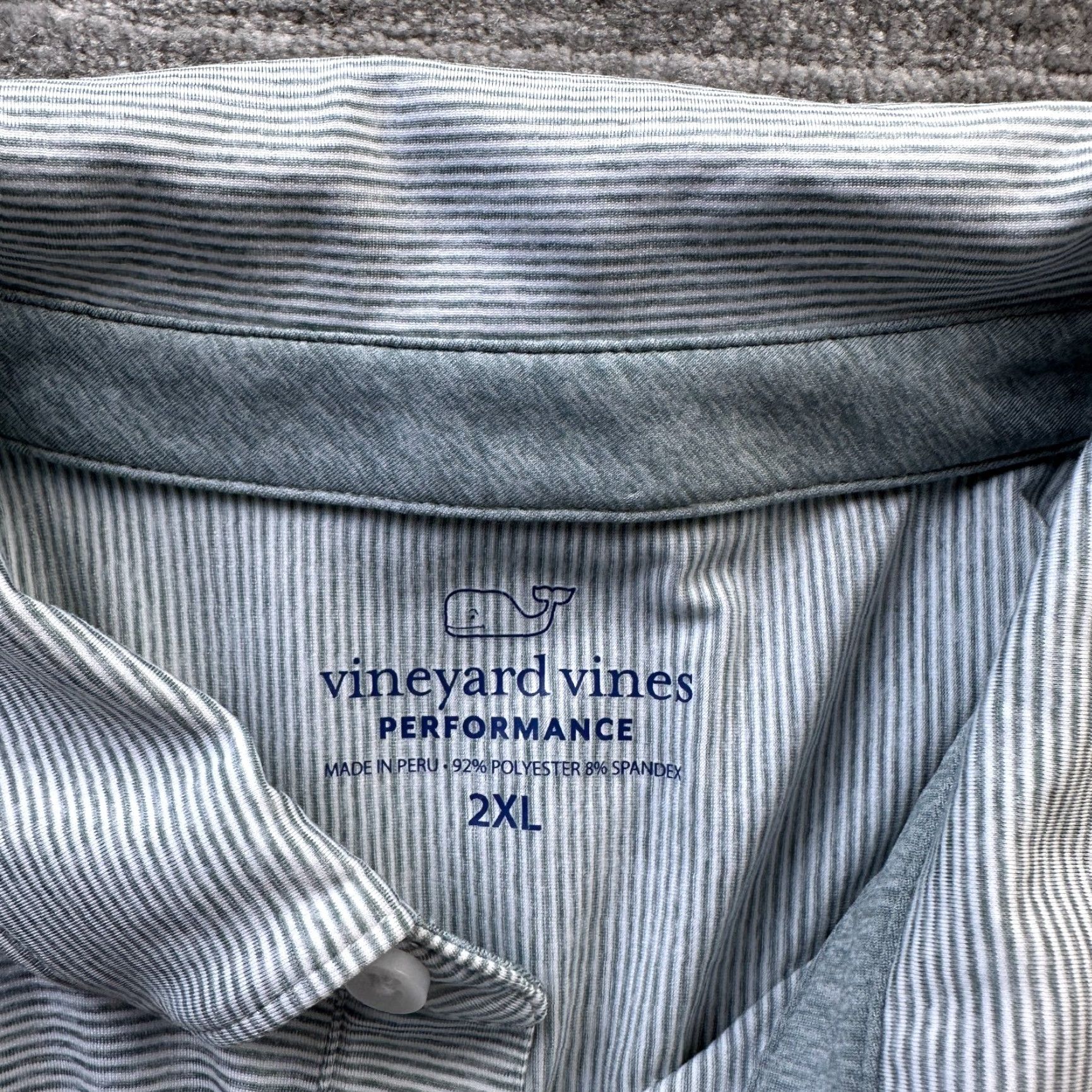 Vineyard Vines Vineyard Vines Polo Shirt Mens 2XL Gray Stripe Performance Stretch Short Sleeve Golf Casual Formal Size US XXL / EU 58 / 5 - 6 Thumbnail