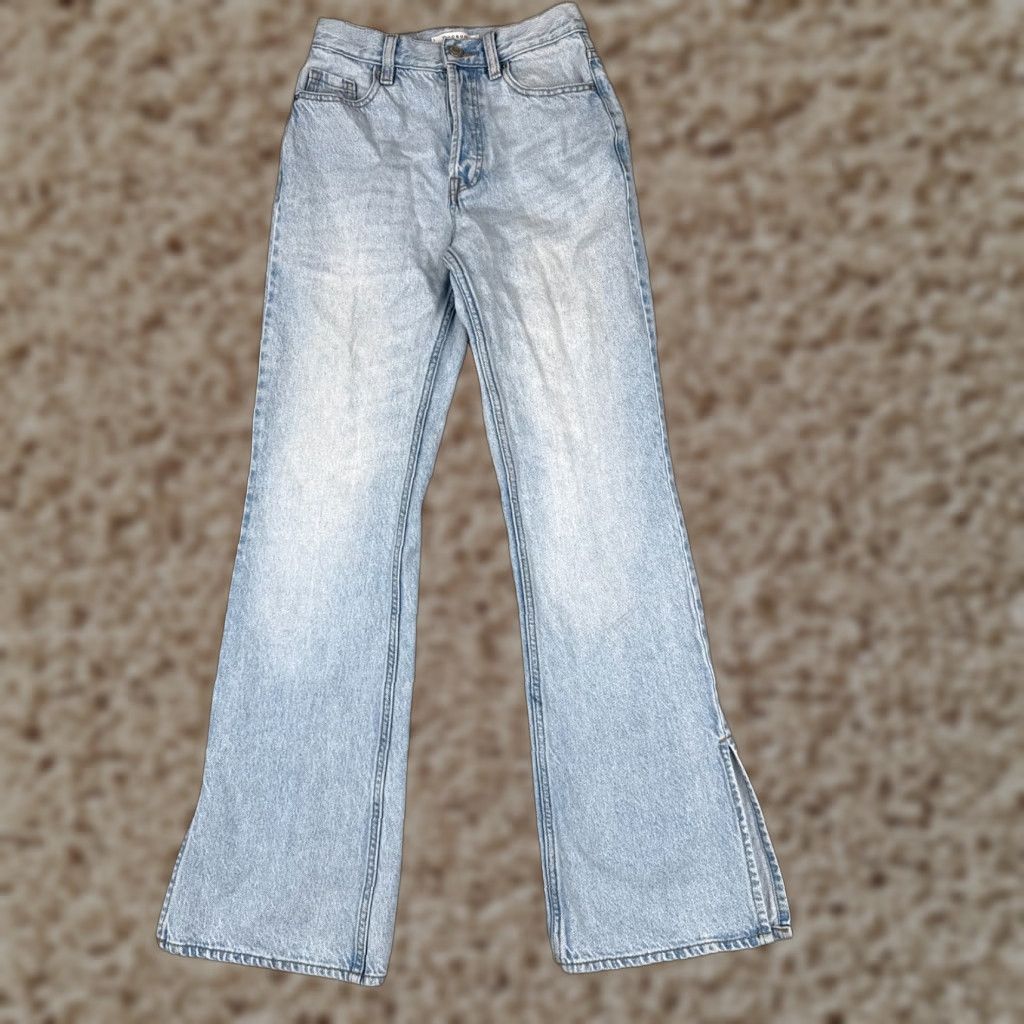 Pacsun Pacsun Women's Flared Jeans 24 Blue Light Denim High Rise Slit 90s Style Size 42" / US 20 - 1 Thumbnail