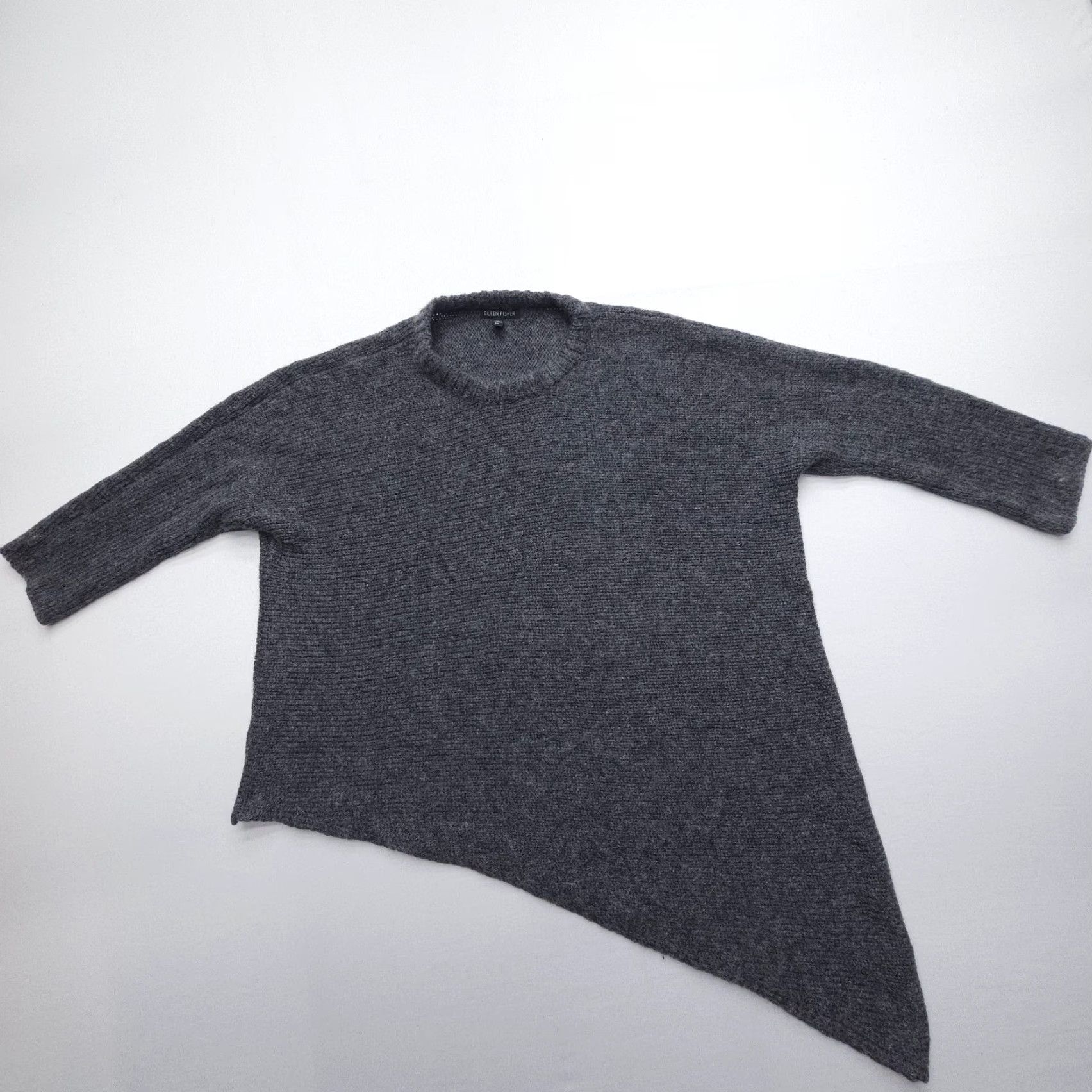 Eileen Fisher VINTAGE Eileen Fisher Asymmetric Hem Wool Mohair Sweater Size Small Gray Pullover Knit Size S / US 4 / IT 40 - 6 Thumbnail