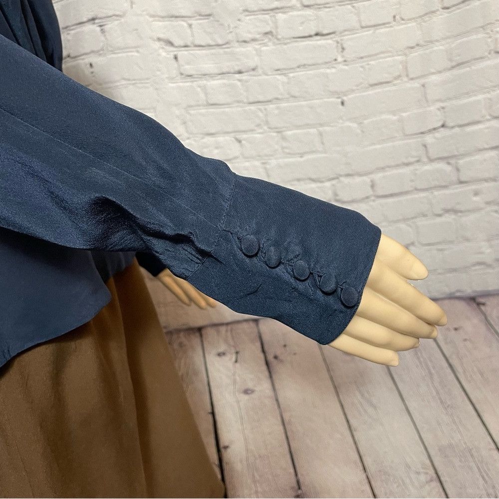 Ellen Tracy Linda Allard for Ellen Tracy Silk Navy Blue Ling Sleeve Blo Size M / US 6-8 / IT 42-44 - 3 Thumbnail
