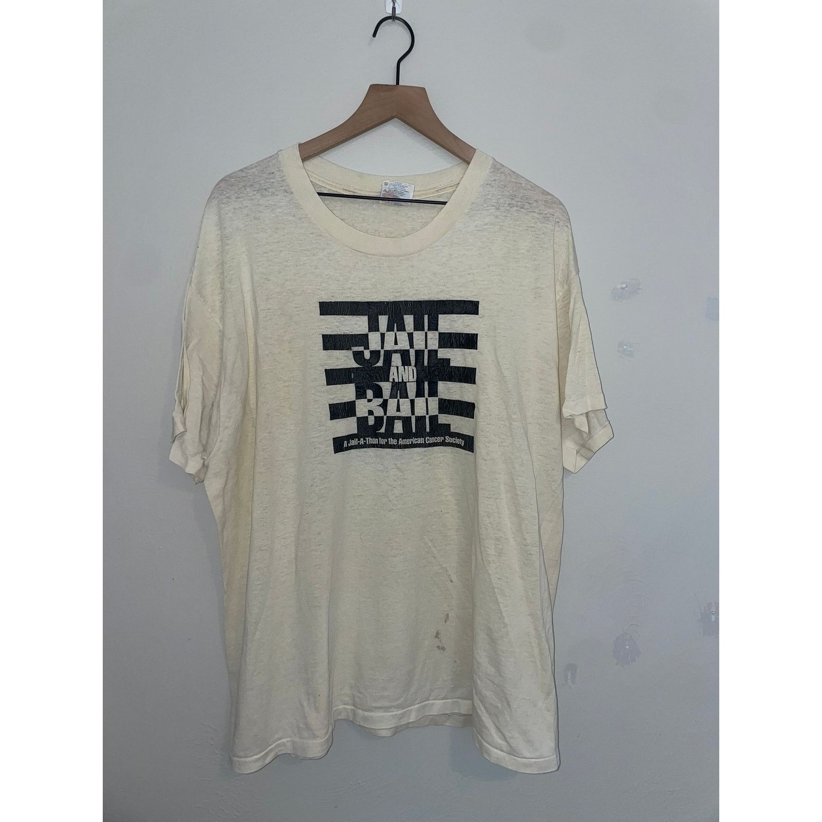 Hanes Vintage Jail Shirt Bail Jail-A-Thon Graphic Tee 90s XL Size US XL / EU 56 / 4 - 1 Thumbnail