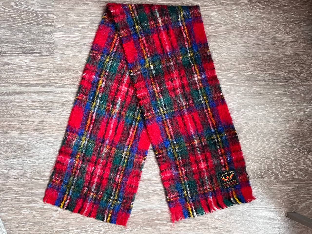 Vintage Creagaran Scotland Plaid Mohair Wool Scarf Tartan