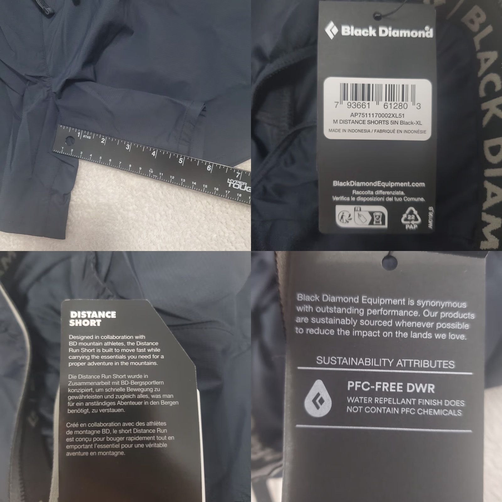 Black Diamond VINTAGE Black Diamond Distance Shorts Men XL Black 5" Nylon Pull On Stretch Running Size US 36 / EU 52 - 9 Thumbnail