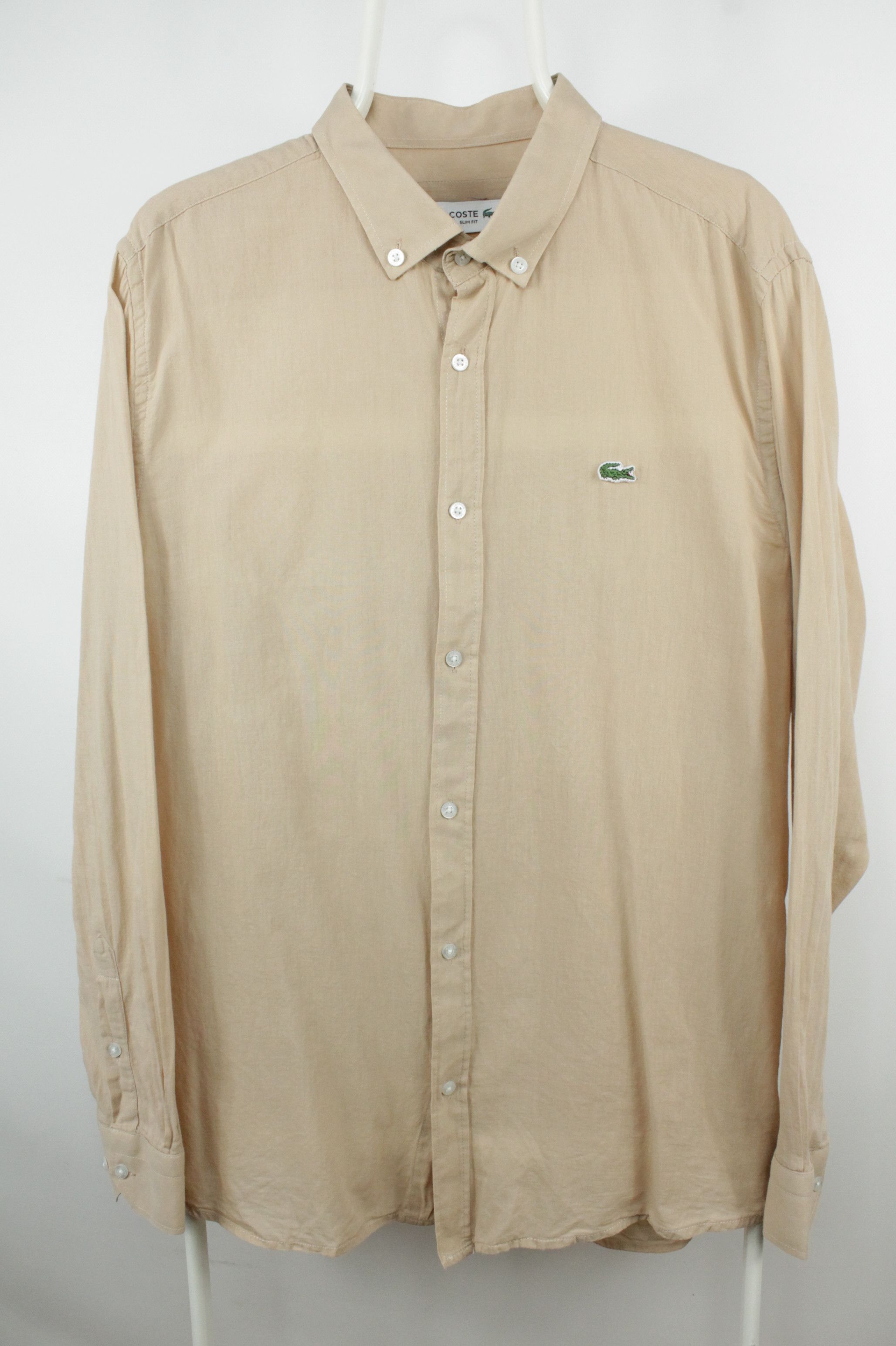Lacoste Lacoste Slim Fit Ultralight Beige Cotton Casual Shirt Men's Size US XXL / EU 58 / 5 - 1 Thumbnail