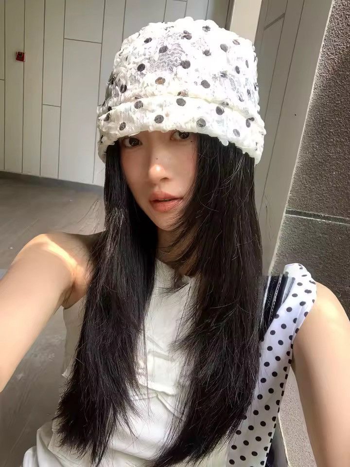 Vintage Polka Dot Lace Y2K Retro Style Summer Hat Size ONE SIZE - 3 Thumbnail