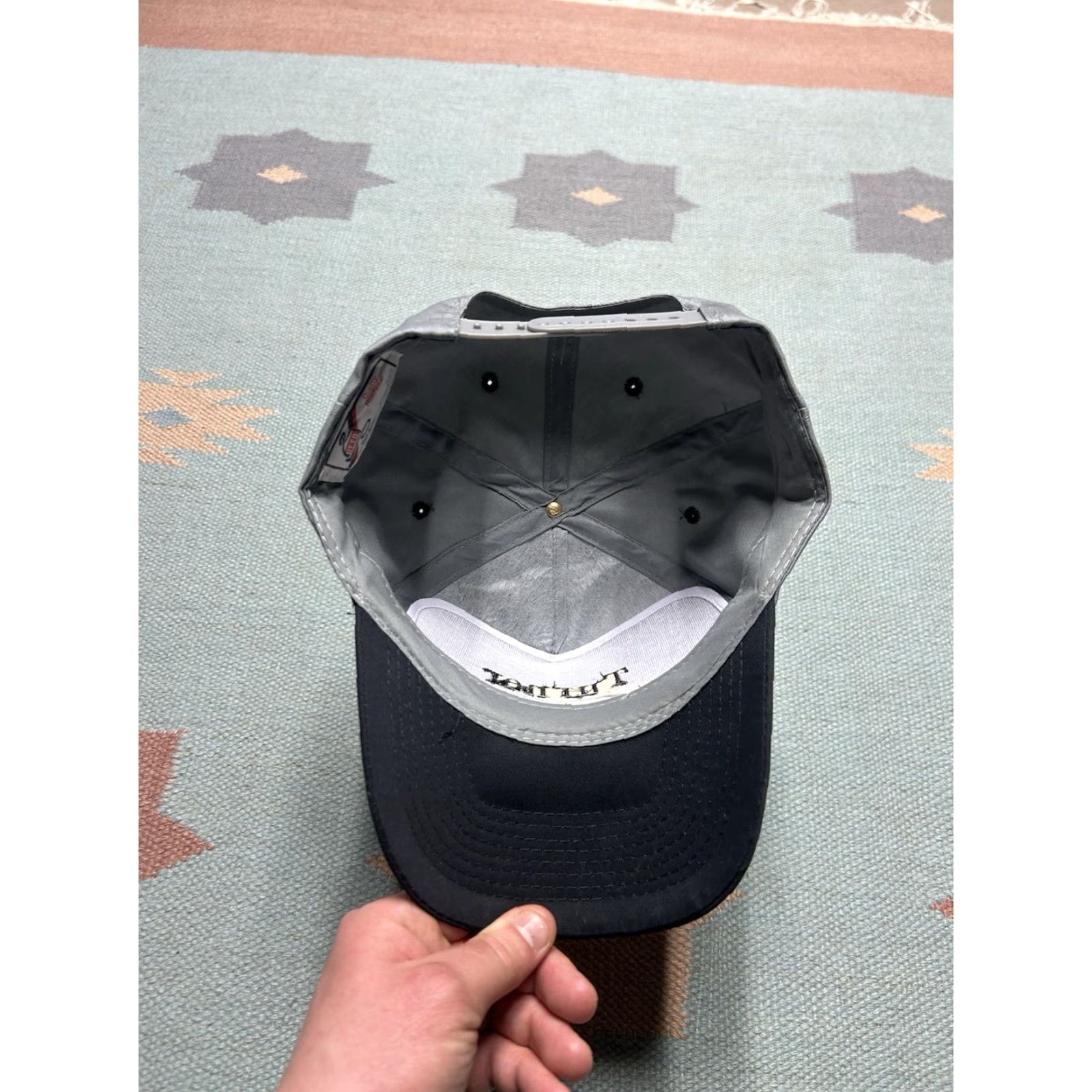 Vintage VINTAGE SnapBack Hat Cap Turner Bean & Grain Inc Farm Feed Gray Black Adjustable Men Adjustable Hat Black Snapback Mens Size ONE SIZE - 5 Thumbnail