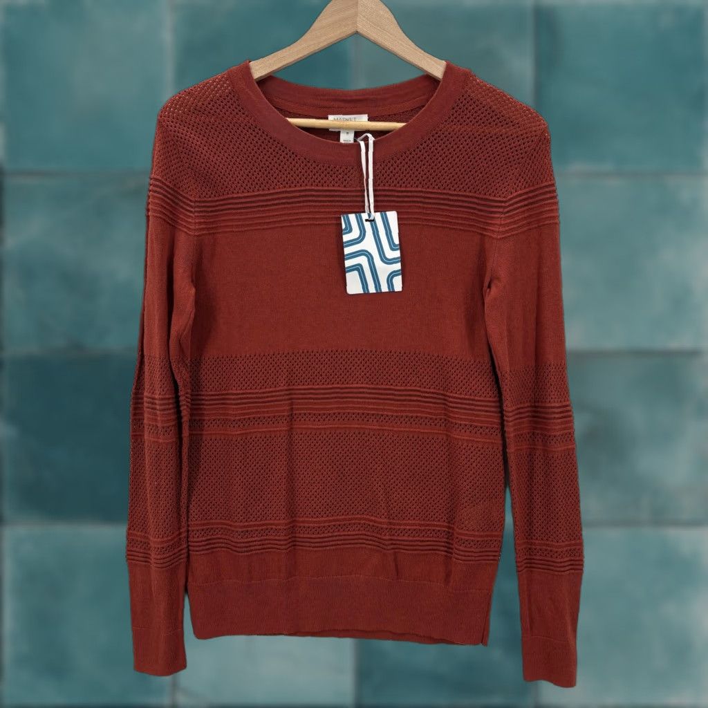 Market Market & Spruce Sweater Womens XS Copper Rowan Textured Crew Neck Knit Open-Knit Lightweight Fall Winter Casual Mens? Size XS / US 0-2 / IT 36-38 - 1 Thumbnail