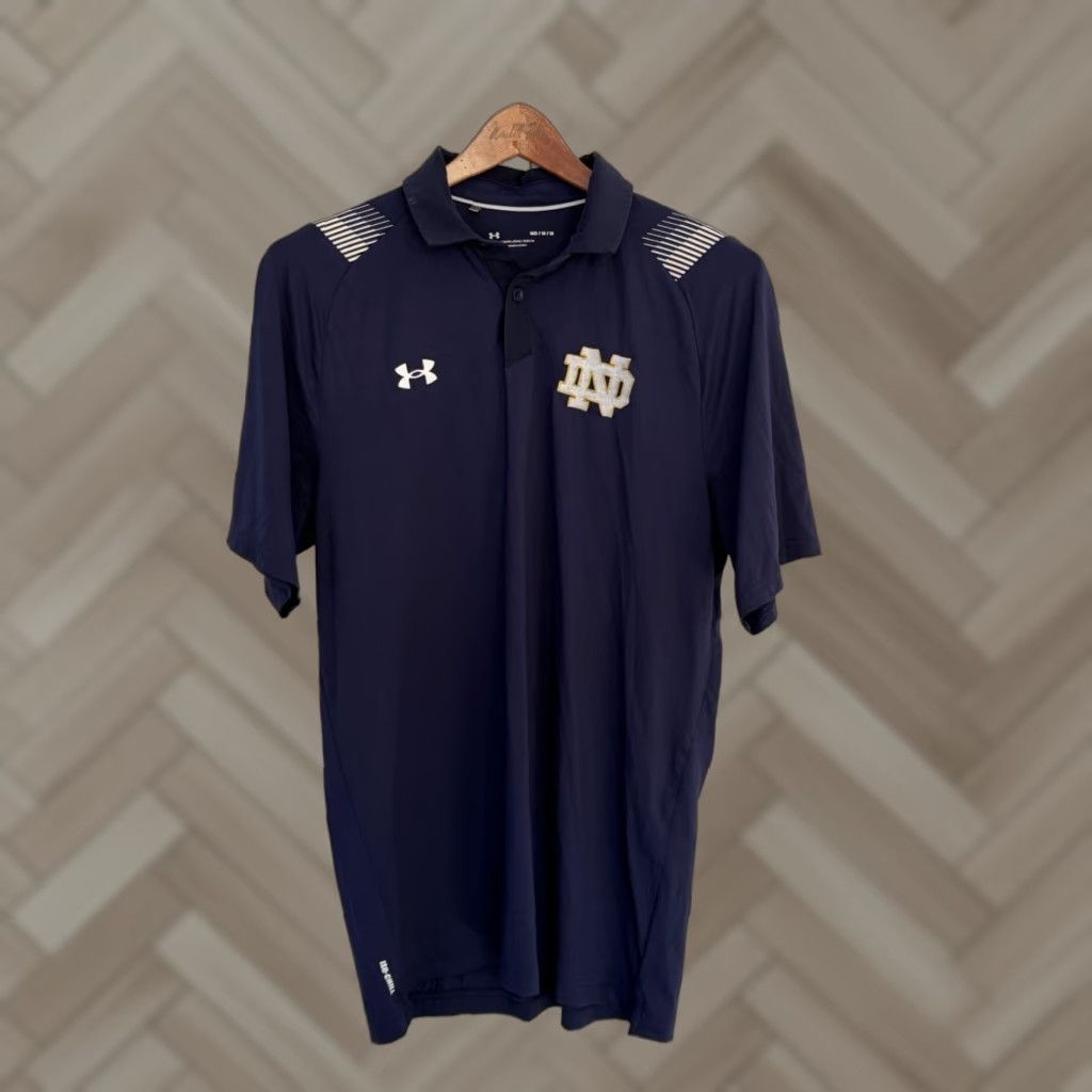 Under Armour Mens Under Armour Golf Polo Notre Dame Blue M Medium Size US M / EU 48-50 / 2 - 1 Thumbnail