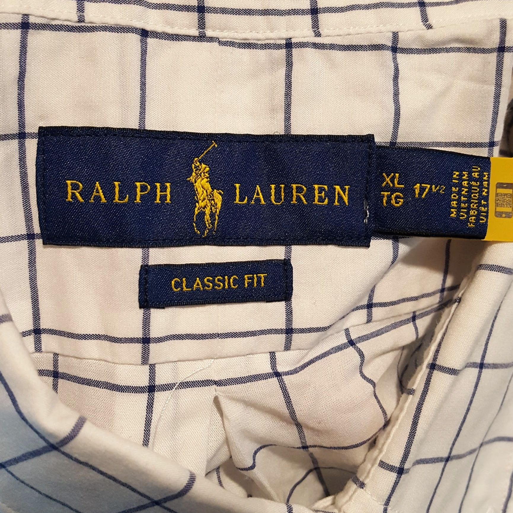 Ralph Lauren VINTAGE Ralph Lauren Men's Button-Down Shirt XL White Checked Collared Preppy Casual Workwear 90s Size 46R - 6 Thumbnail