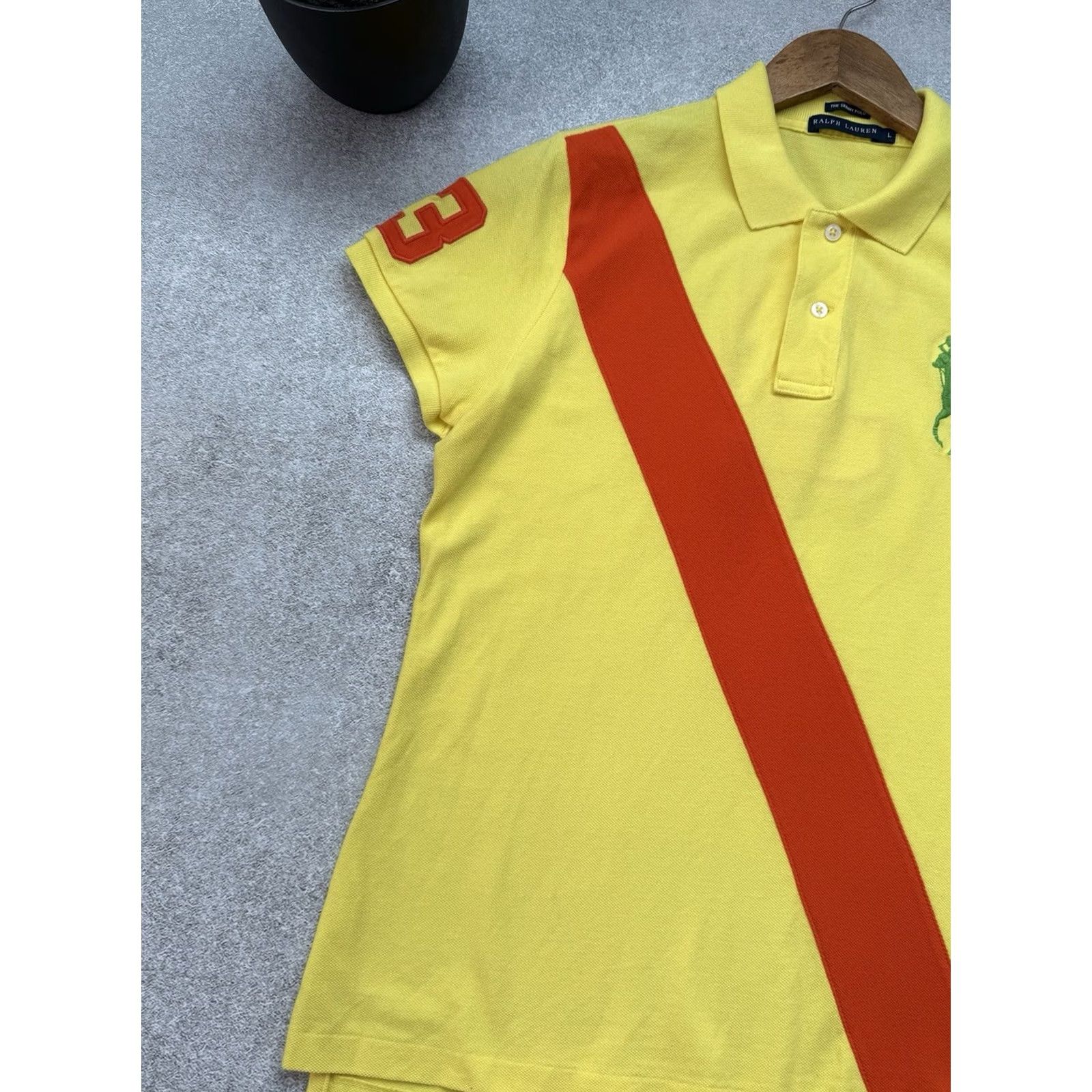 Ralph Lauren Ralph Lauren Polo Shirt Women's L Yellow 90s Y2K Big Pony Beaded Short Sleeve Collared Vintage Polo Ralph Lauren Big Pony Shirt Size L / US 10 / IT 46 - 4 Thumbnail