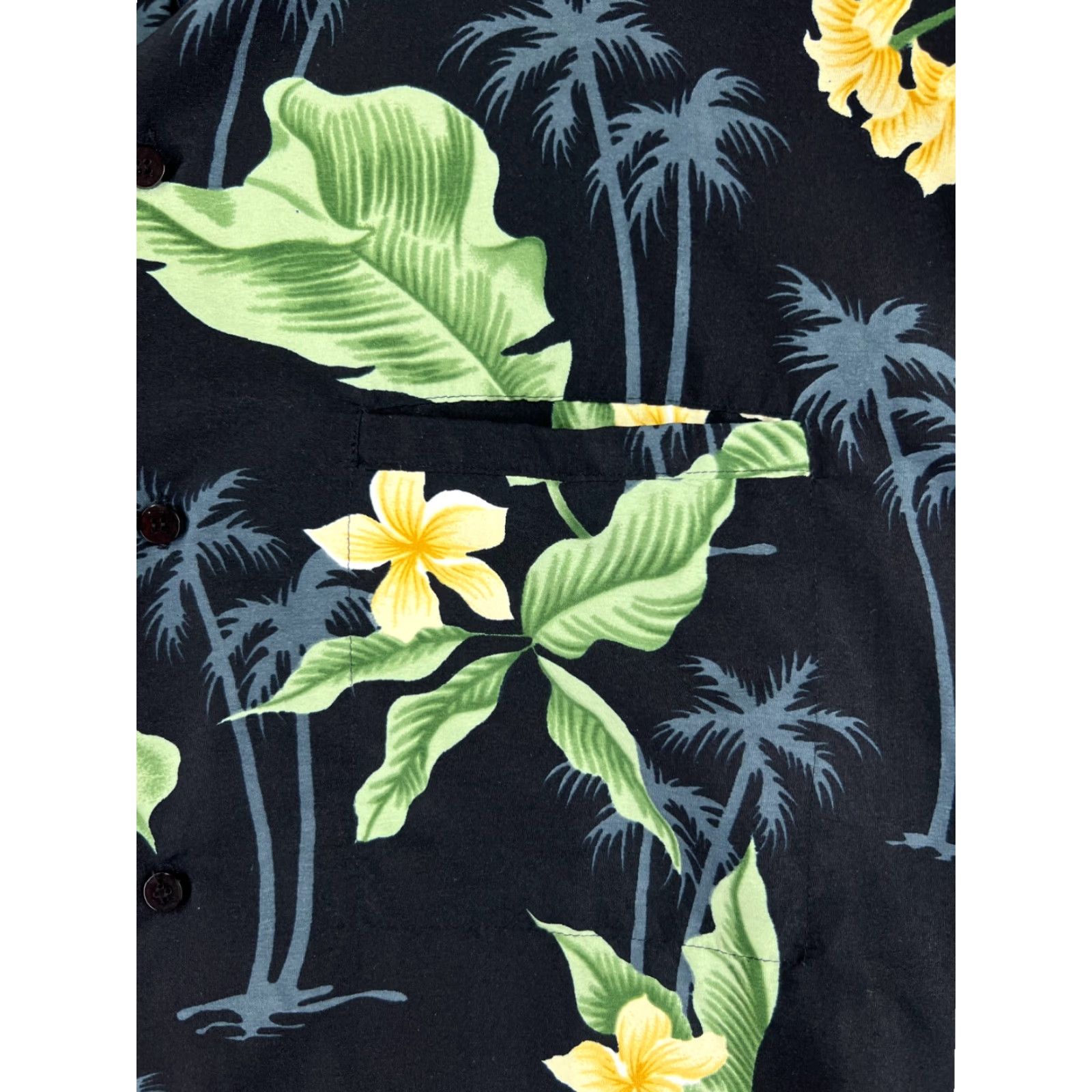 Erima Rima Shirt Black Green Floral Palm Hawaiian Adult Large 100% Polyester READ Size US L / EU 52-54 / 3 - 6 Thumbnail