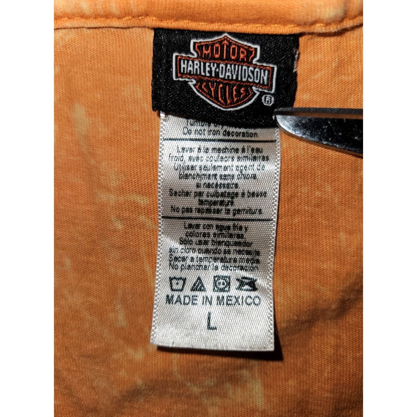 Vintage Harley Davidson Looney Tunes T-Shirt Women's Large Orange V-Neck Size L / US 10 / IT 46 - 2 Thumbnail