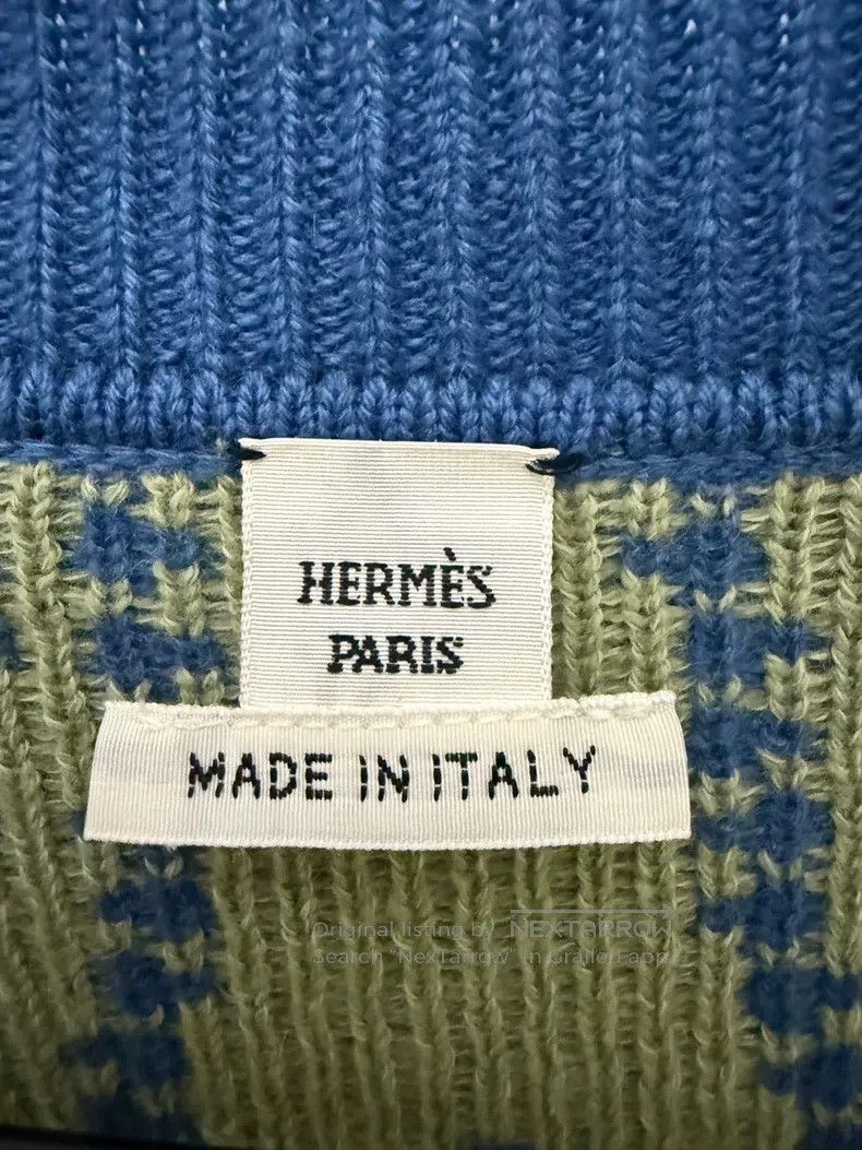 Hermes Hermes Deep V-Neck Buttoned Cashmere Jacquard Cotton Long Size XS / US 0-2 / IT 36-38 - 3 Thumbnail