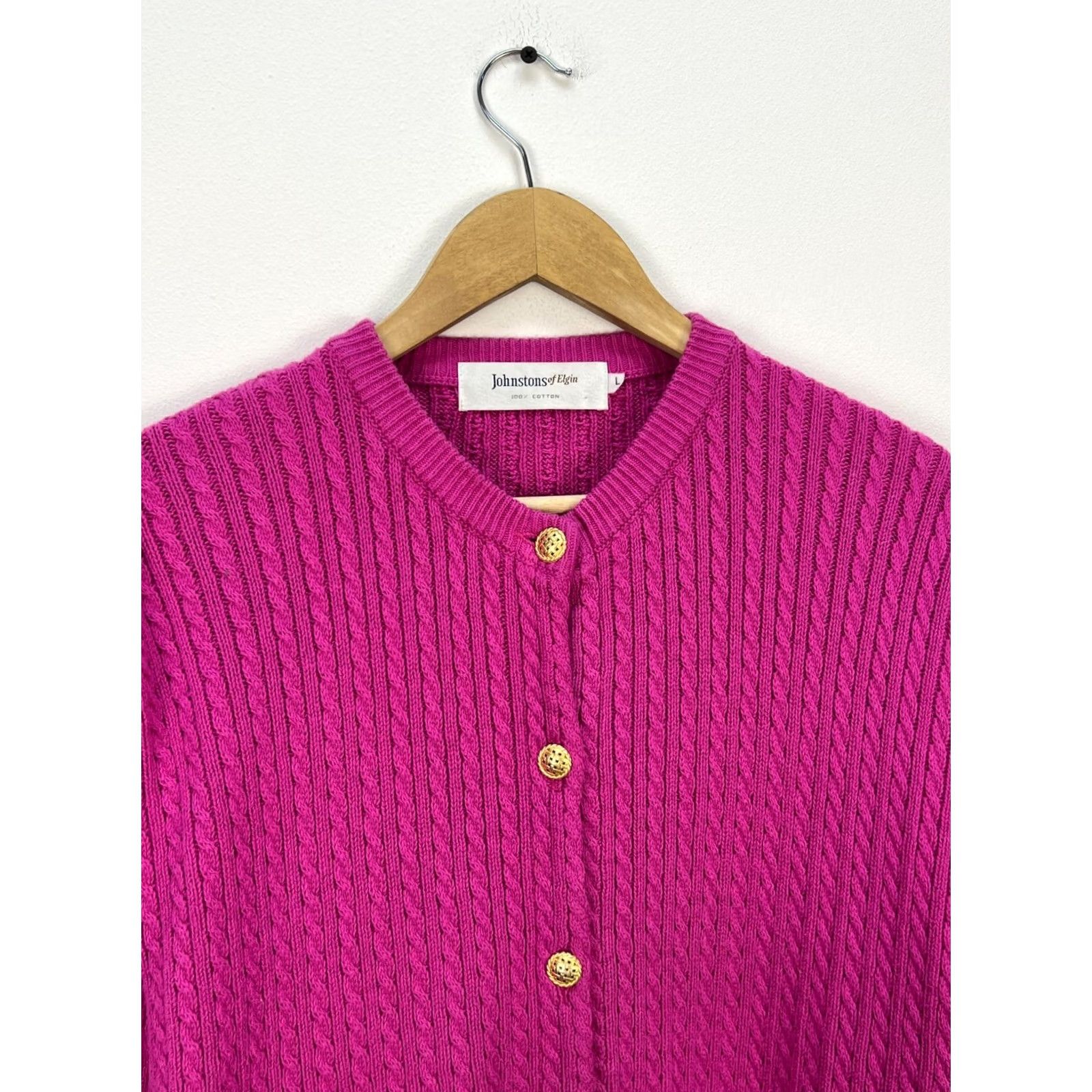 Johnstons Of Elgin Johnstons of Elgin Cotton Knit Sweater Cardigan Womens Size L Size L / US 10 / IT 46 - 2 Thumbnail