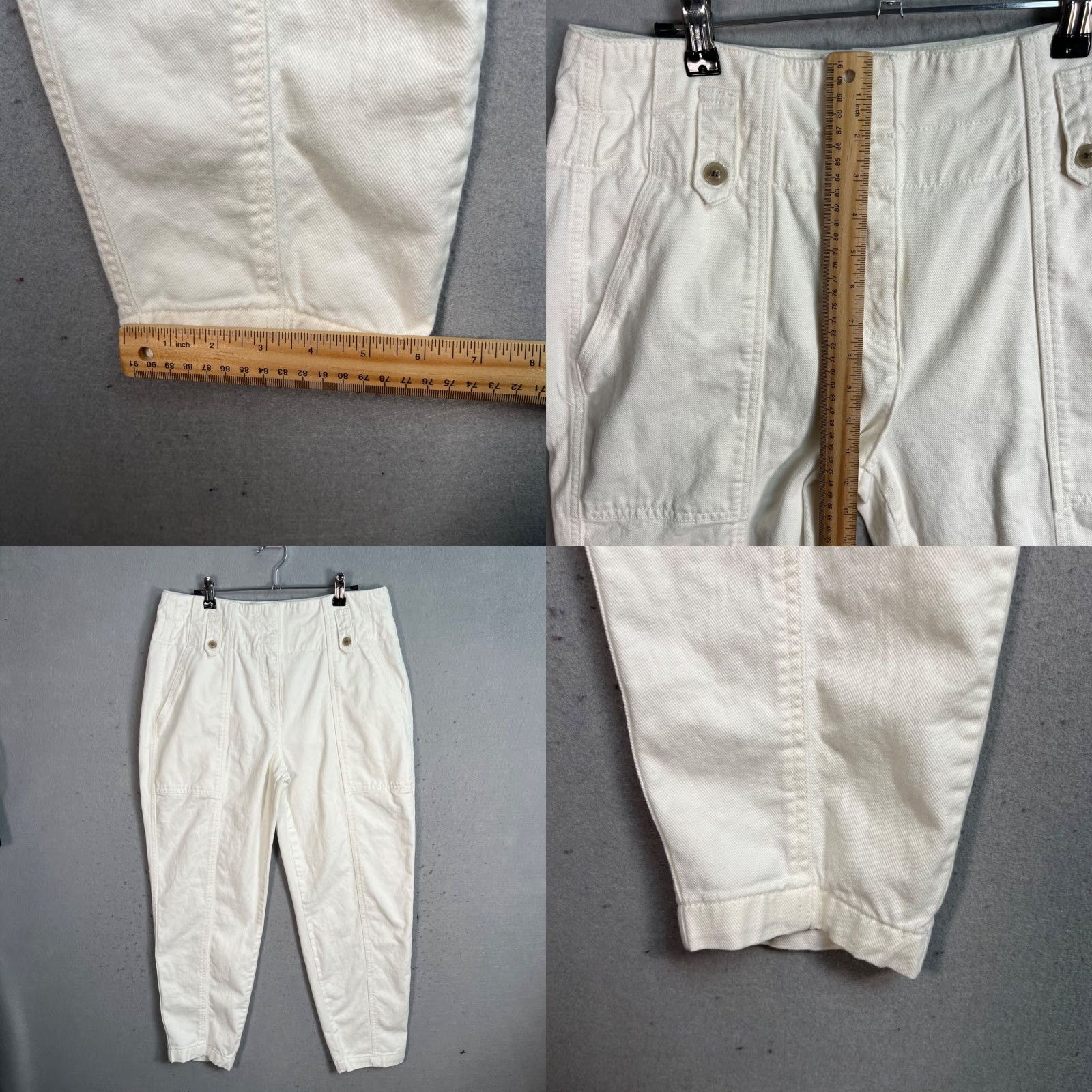 Reiss VINTAGE Reiss White Denim Tapered Jeans Pants Button Detail Adult Womens 14 White Size 36" / US 14 / IT 50 - 8 Thumbnail