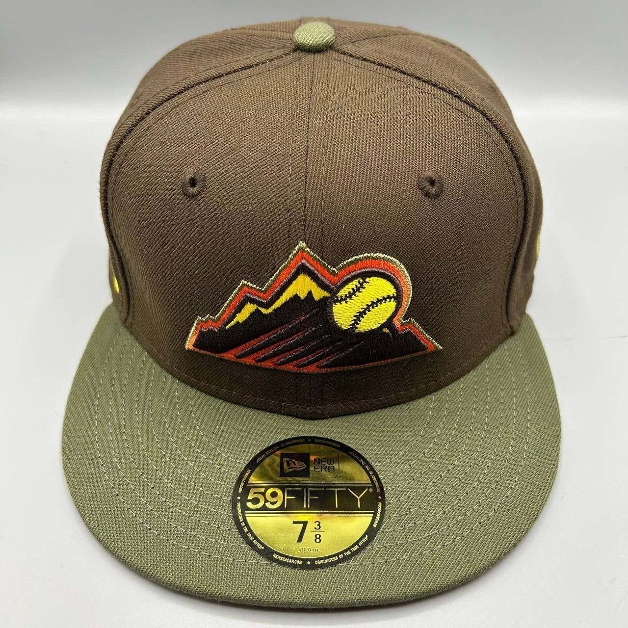 New Era Colorado Rockies Hat Men 7 3/8 Brown Green MLB Fitted Cap Size ONE SIZE - 1 Thumbnail