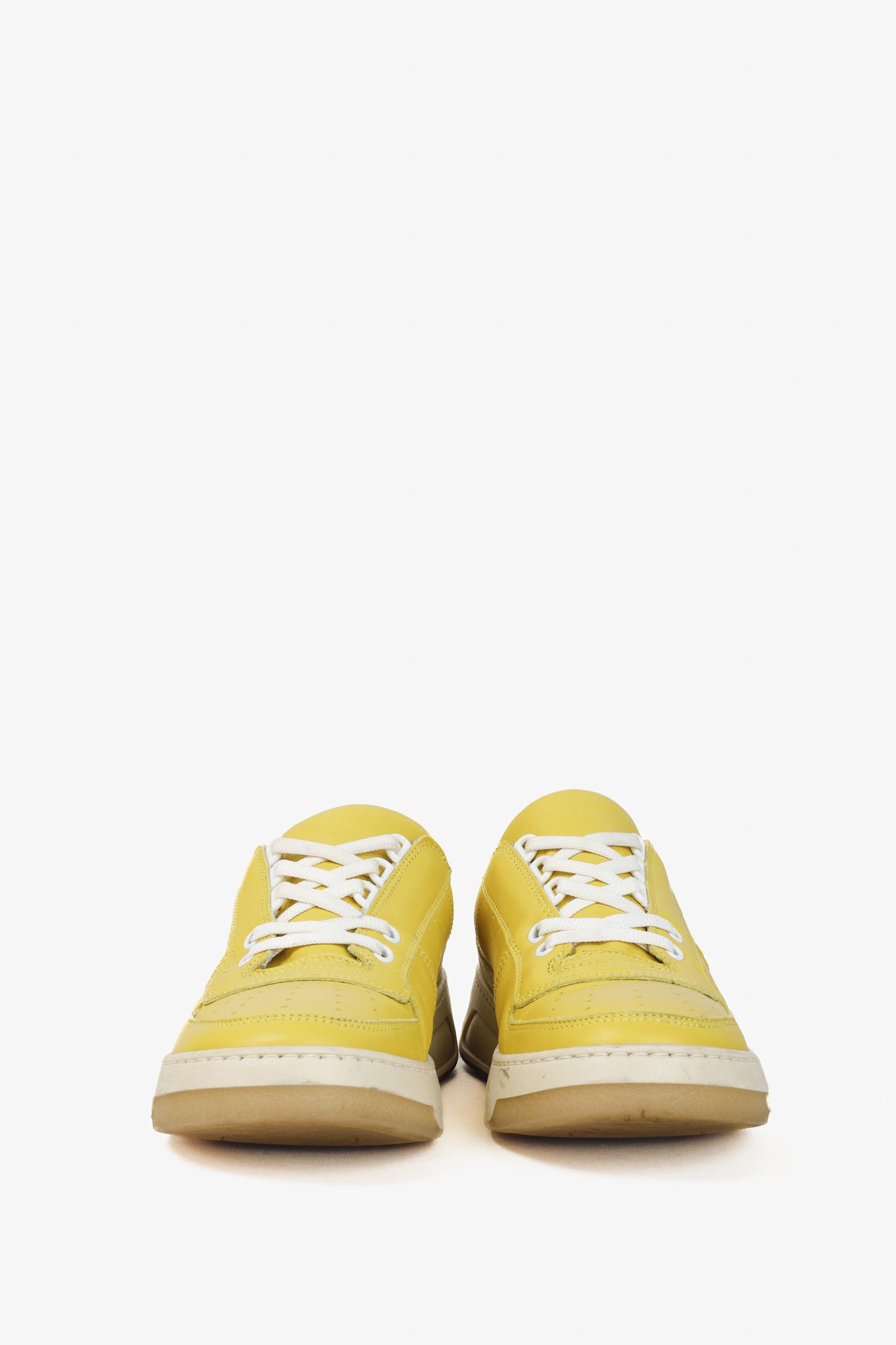 Acne Studios Acne Studios Perey Yellow Leather Low Top Lace Sneaker Size US 7.5 / IT 37.5 - 2 Thumbnail